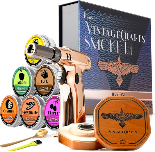 Cocktail Smoker Kit with Torch, Bourbon Smoker Kit, Old Fashioned Whiskey Smoker Kit, Smoker Whiskey Gift for Father's Day, Birthday Whiskey Gifts for Men, (Without Butane)