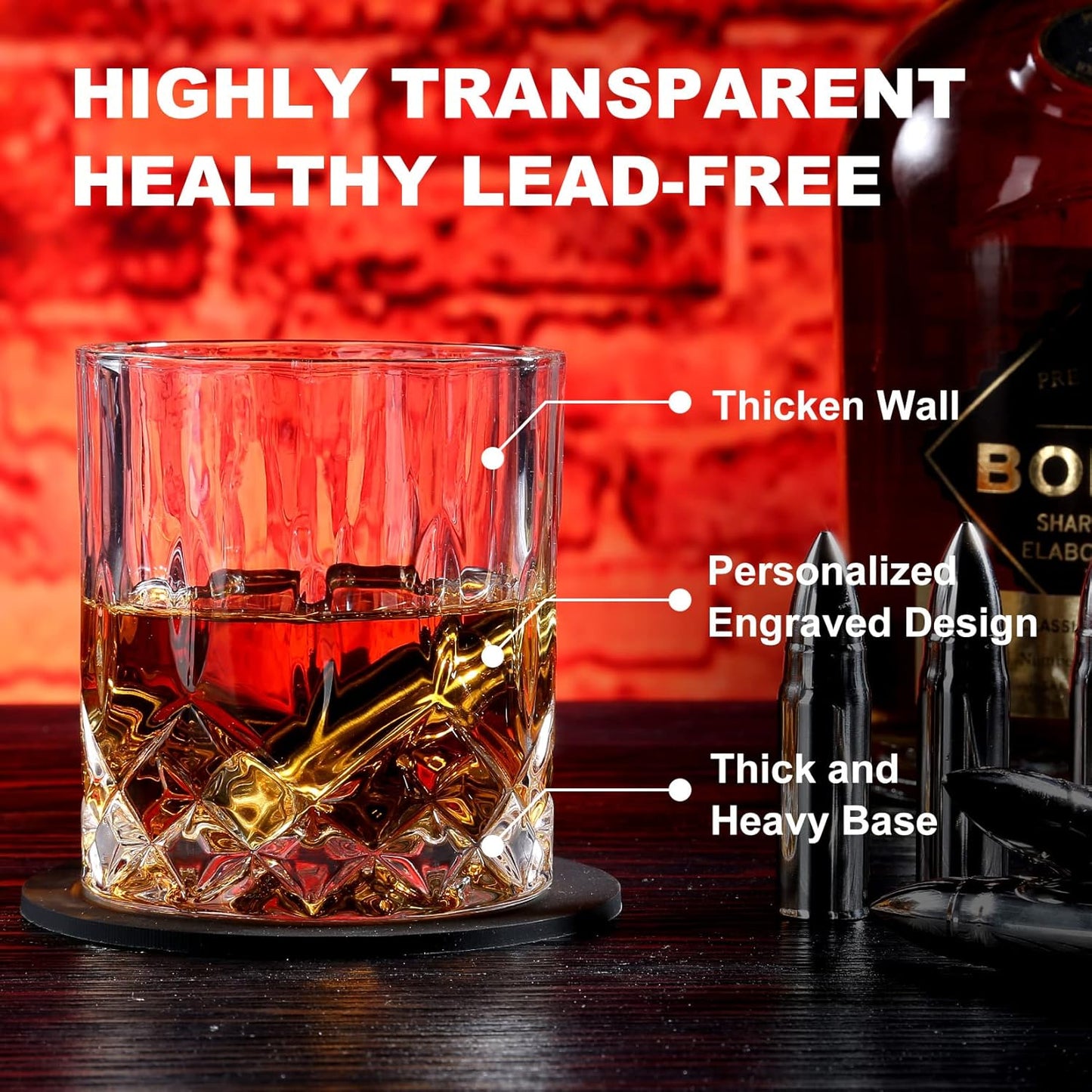 Whiskey Gifts for Men Husband - Anniversary Wedding Gifts for Him Men Birthday Gift Ideas from Wife - Stainless Steel Whiskey Stones and Whiskey Glasses Set - Bourbon Gifts for Husband Boyfriend