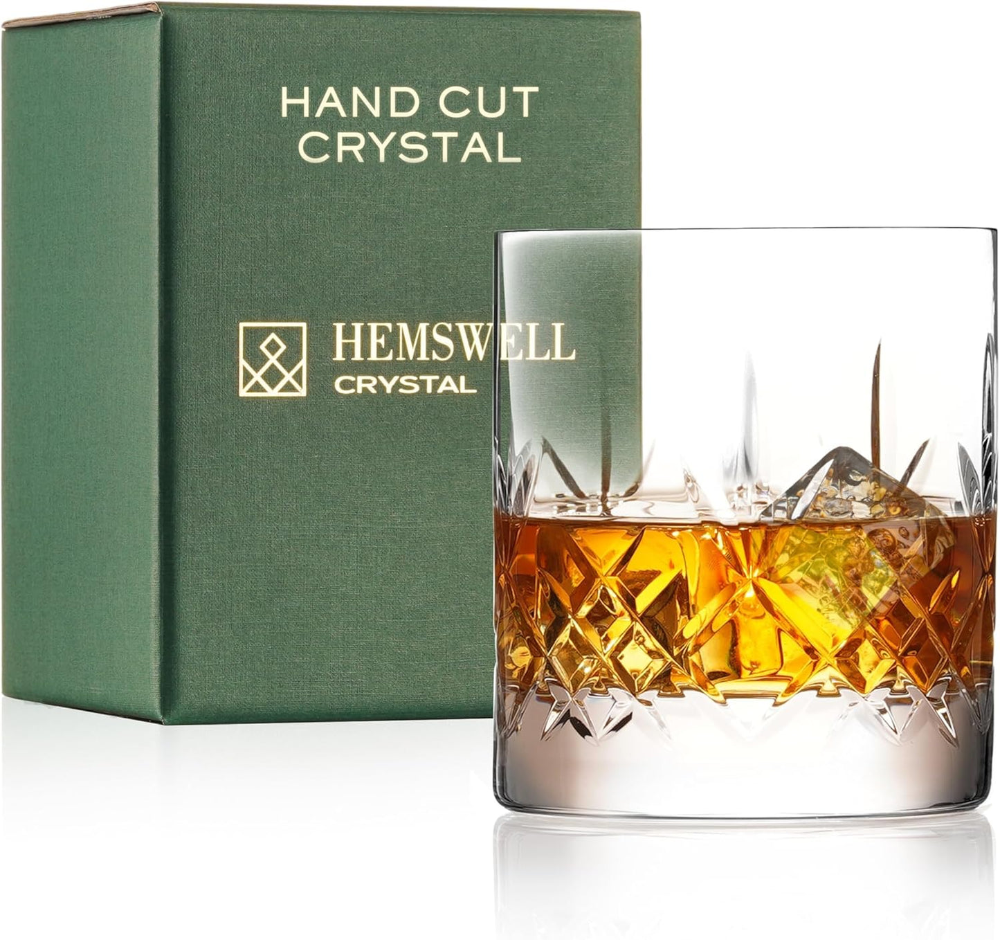 Whiskey Glass Single - Old Fashioned Glass for Men and Women - 11oz One Crystal Low Baller Tumbler Solid Base & Thin Rim - Bourbon Glass - Wicklow Design