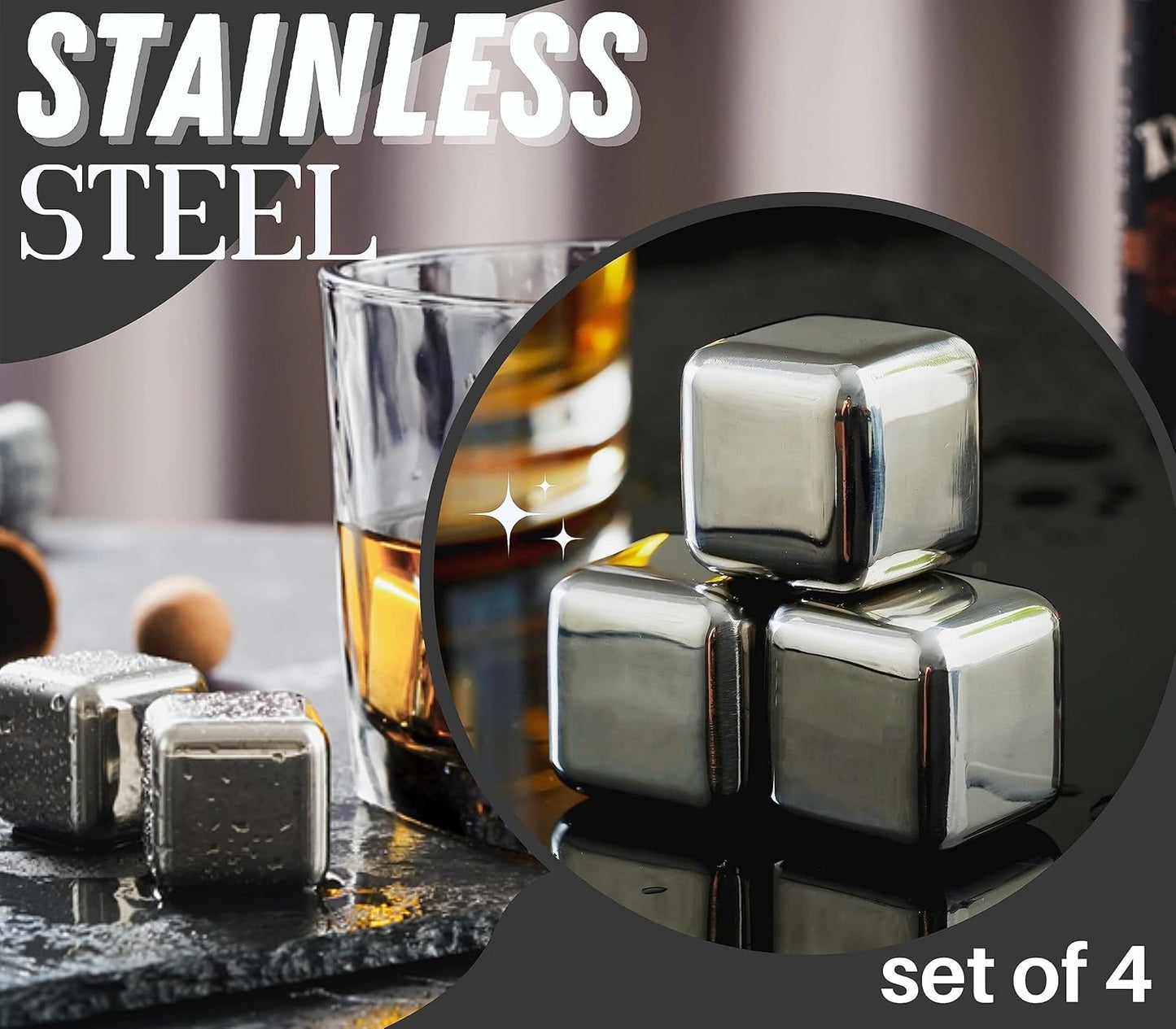 Whisky Gifts for Men, Personalized Initial Whiskey Glass with Whiskey Stones for Dad, Boyfriend, Best Friends, Coworkers, Husband, Brother, Uncle and Boss on Father's Day, Boss Day and Birthday - S