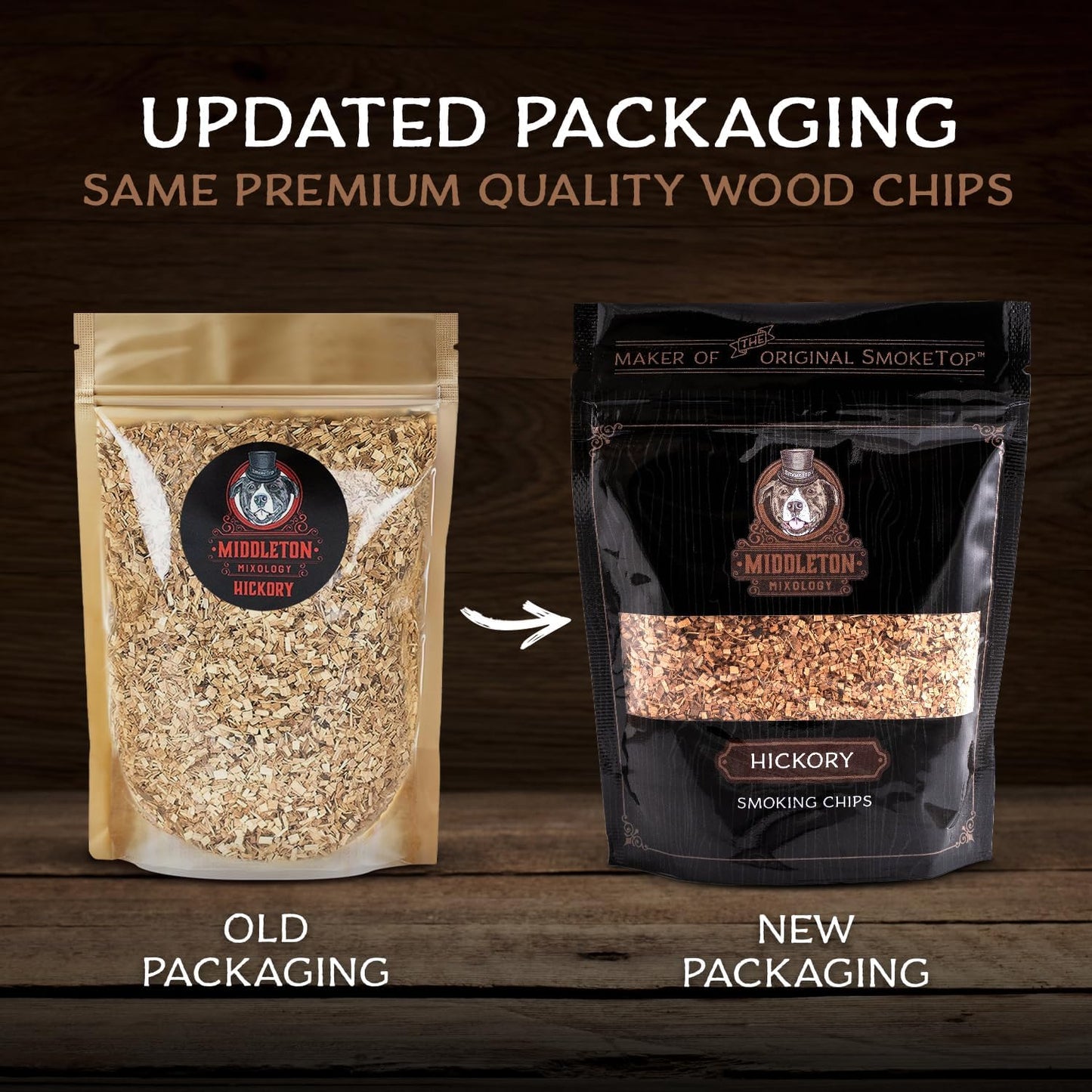 SmokeTop® 4oz Bag - Cocktail Smoker Chips for Old Fashioned Cocktails, Whiskey, & Bourbon - by Middleton Mixology Made in The USA (800 uses) (Hickory)