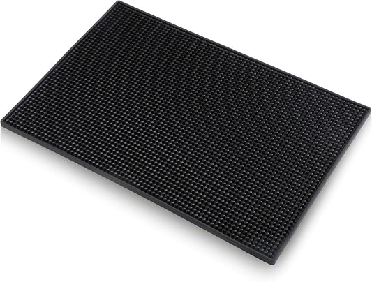 New Star Foodservice 48421 Rubber Bar Service Mat for Counter Top, 12-Inch by 18-Inch, Black