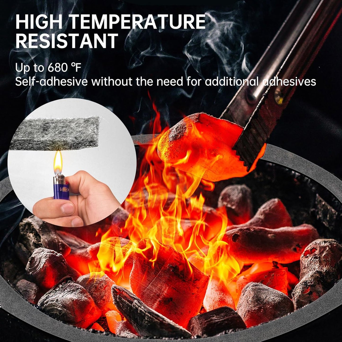 High Temp Grill Gasket Replacement Compatible Fit L/XL Big Green Egg Ceramic Lid Top BBQ Smoker Gasket,Self Stick Felt 15 ft Long, 7/8" Wide, 1/8" Thick