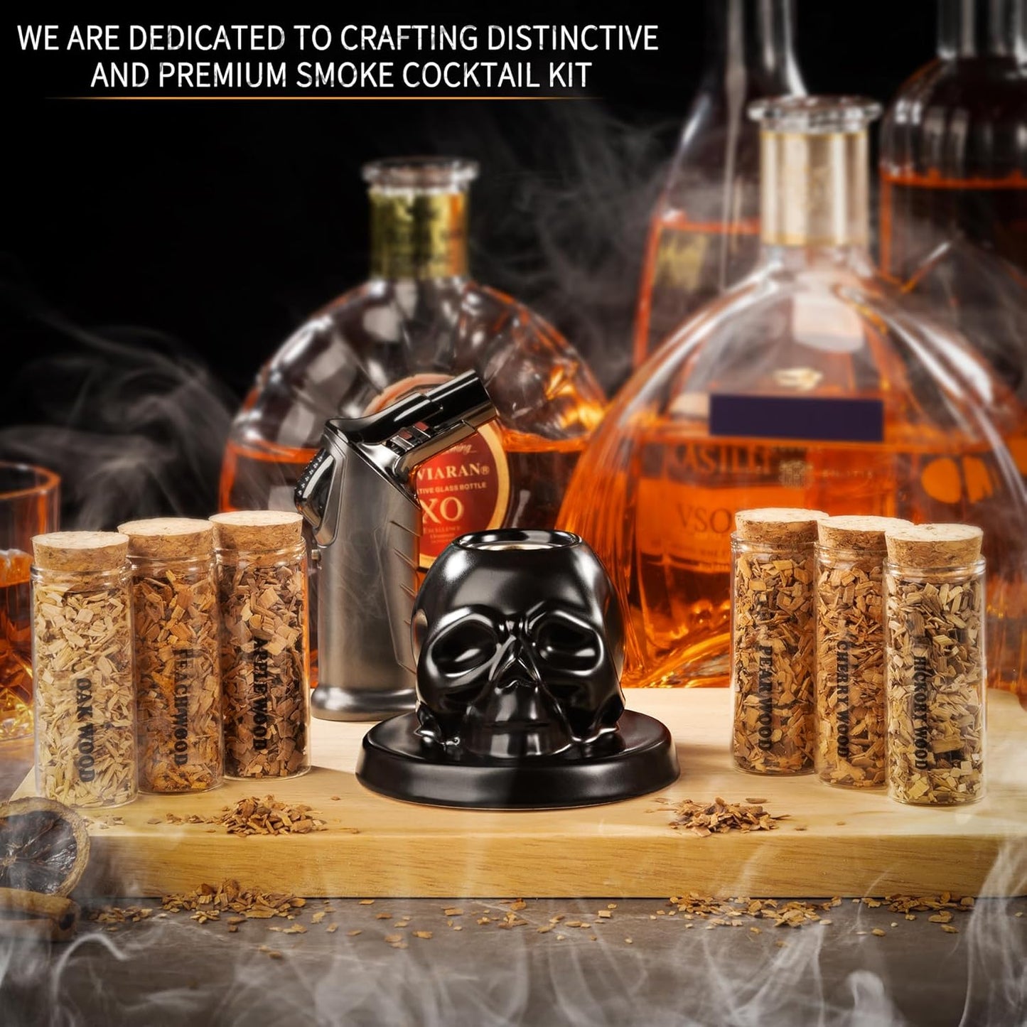 Whiskey Smoker Kit with Torch - 21 Sets - 6 Flavors Wood Chips - Bourbon, Cocktail Smoker Infuser Kit, Old Fashioned Drink Smoker Kit, Birthday Bourbon Whiskey Gifts for Men, Dad, Husband (No Butane)