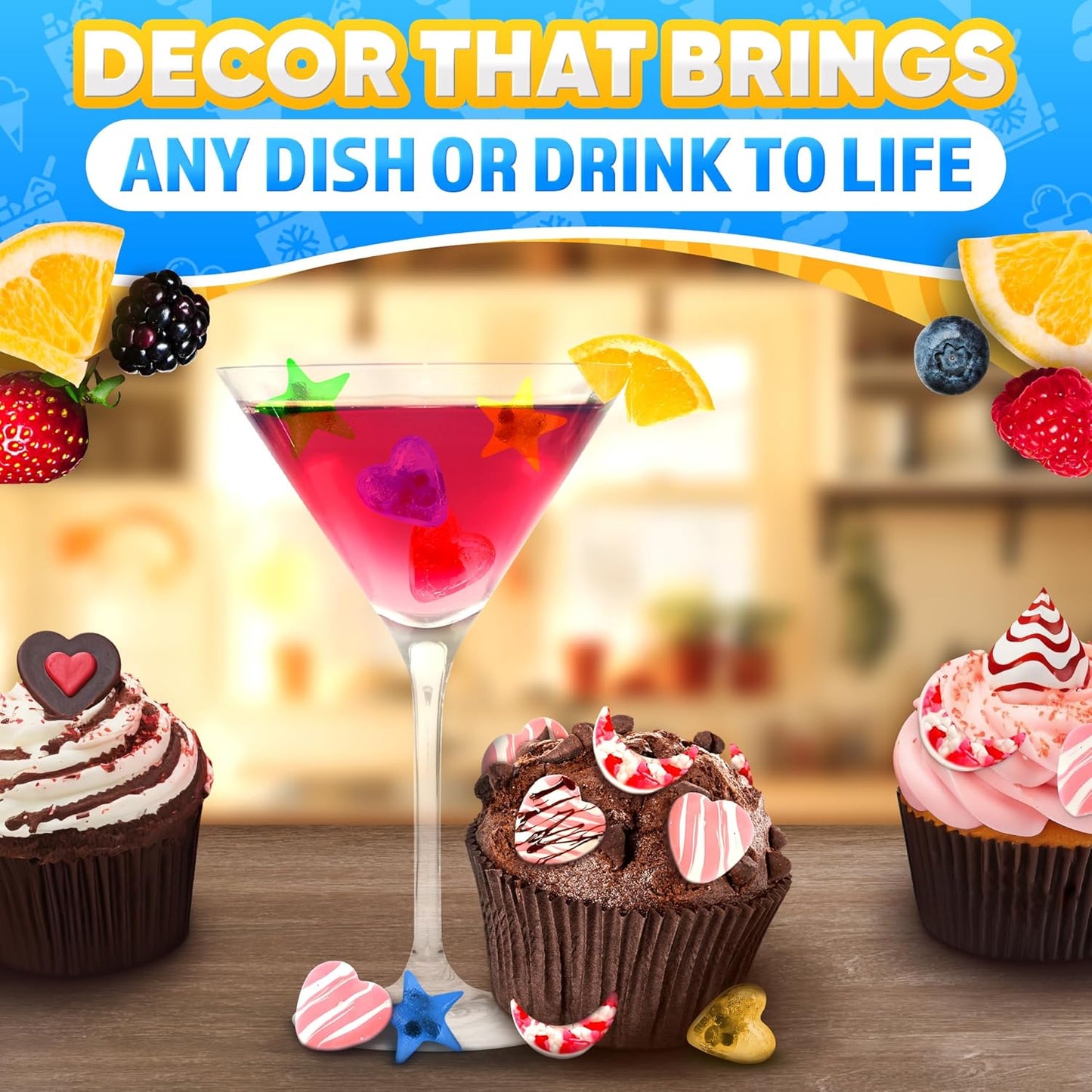 Mini Star Ice Cube Tray with Lid – Stars, Moons & Hearts that Just Pop Right Out – 24 Cavities Cute Ice Cube Tray, Flexible Silicone, Easy Release | Reusable Molds for Cocktails, Parties & Desserts