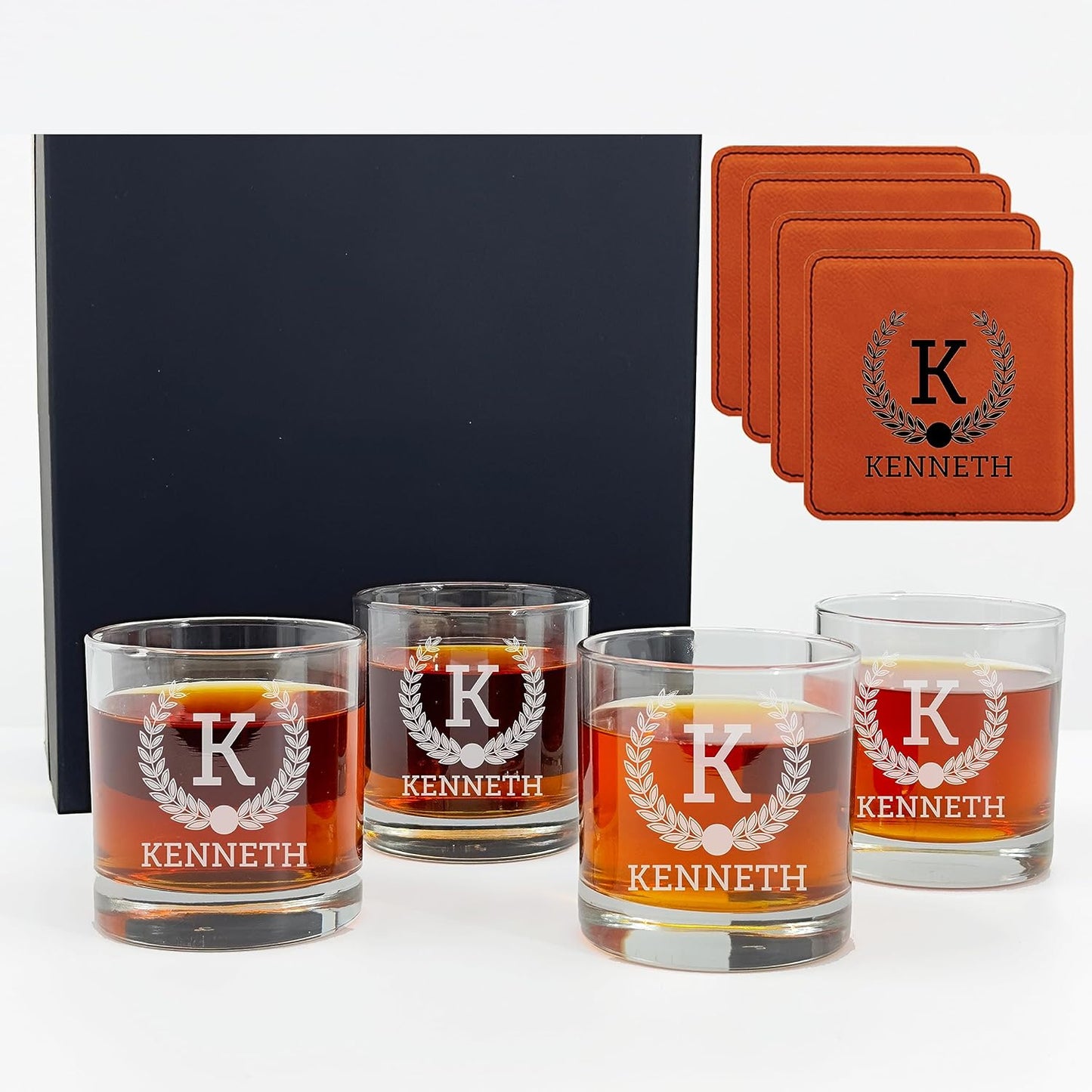 Froolu Customized Whiskey Gifts for Men - Personalized Scotch Glass Gift Set with Box - Engraved Wisky Rocks Glasses for Boyfriend, Husband, Dad - Valentine's, Birthday, Anniversary, Christmas.