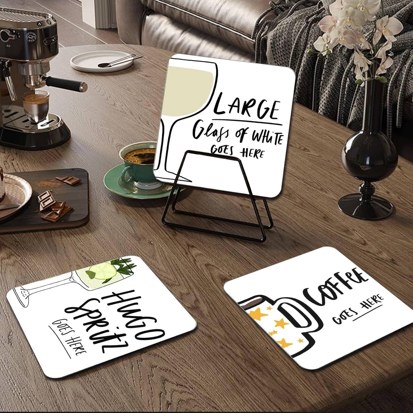 Square Beer Coasters for Drinks, Funny Drink Coasters Set of 2,Coaster for Home Office Table Kitchen Desk Decor Beers Bar, Birthday Gifts for Women Men Mom Beers Lover