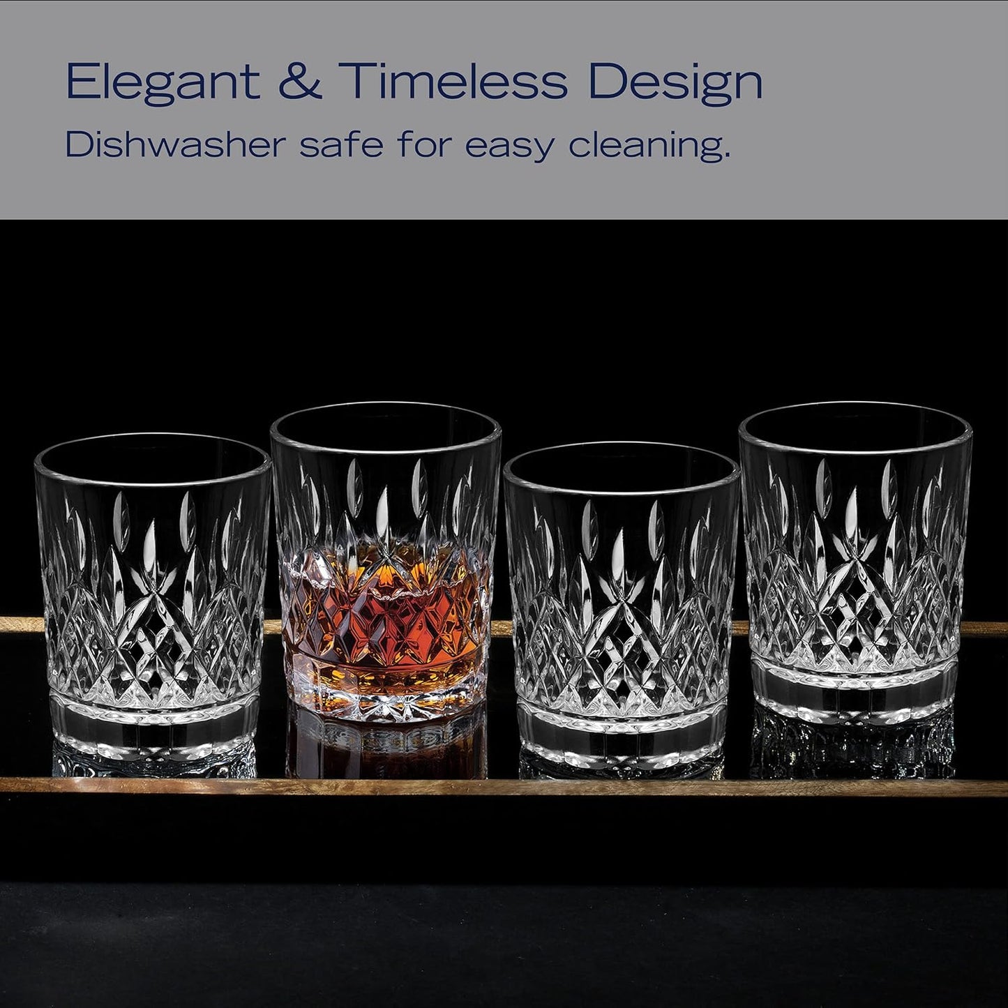 Mikasa Harding Double Old Fashioned Rocks Whiskey, Set of 4