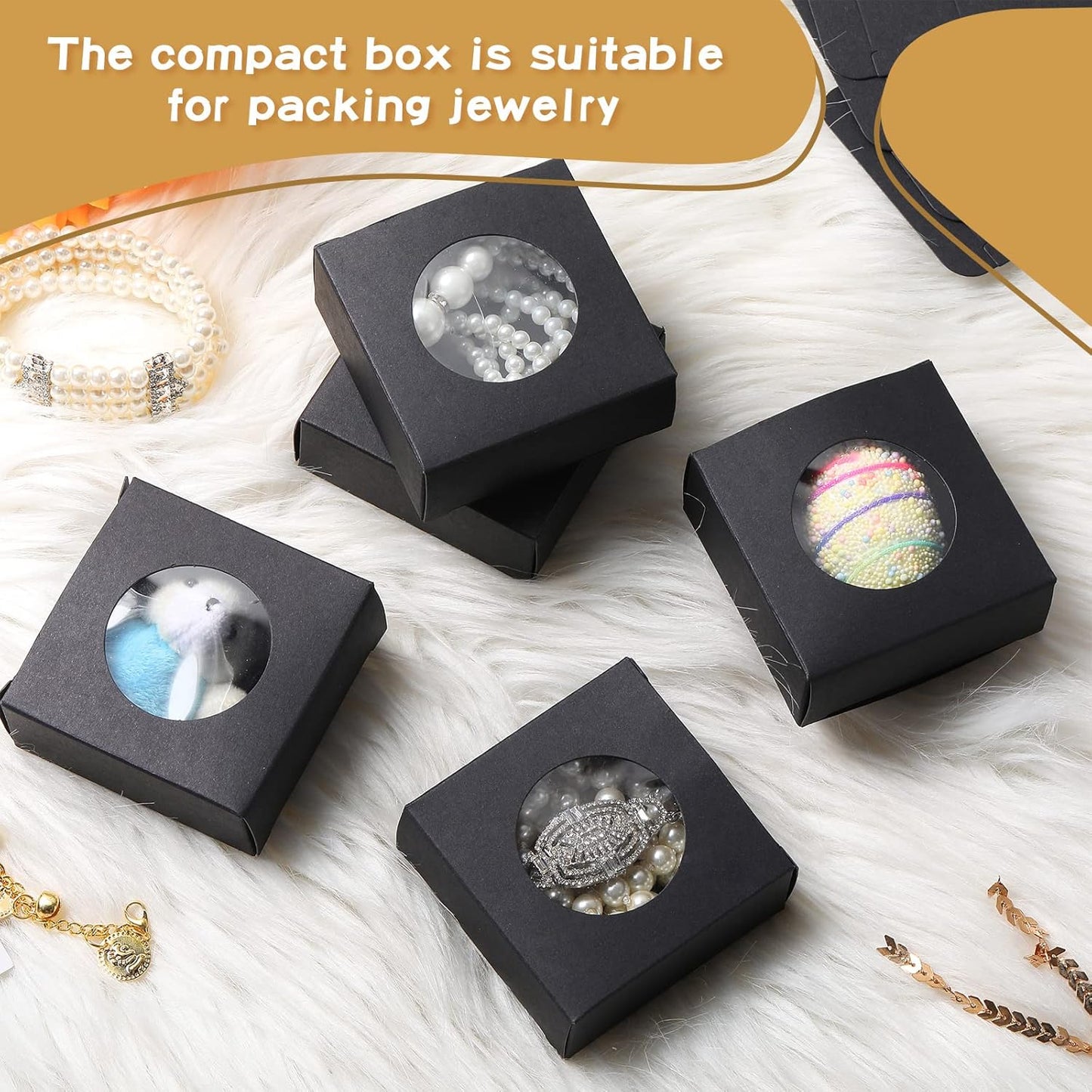 TaoBary 100 Pcs Soap Boxes for Homemade, 3 x 3 x 1.2 Inch Small Paper Gift Packaging Boxes with Window, Gift Wrappers for Soap Packaging Making Party Favor(Round,Black)