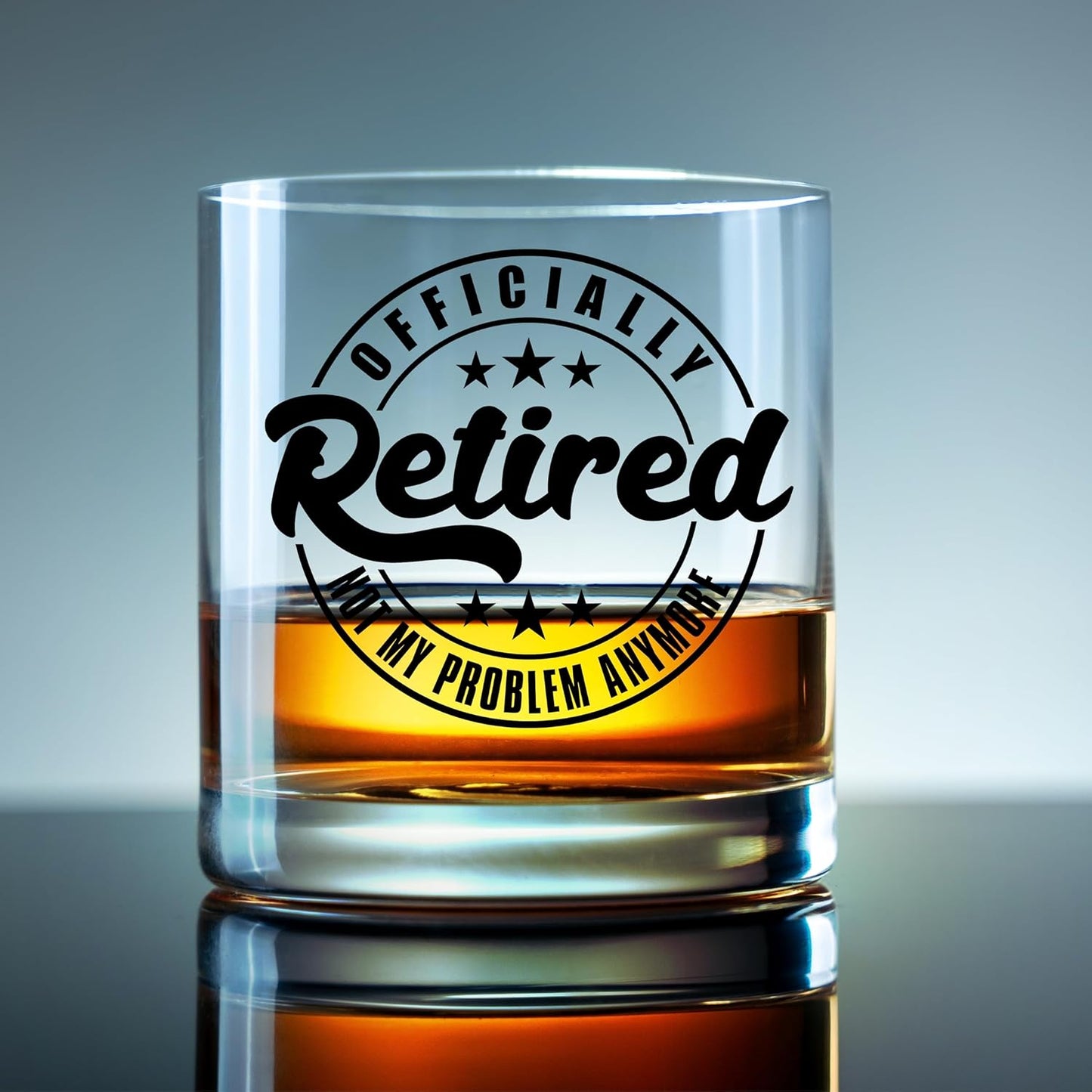 Retirement Gifts for Men – Funny Whiskey Glass ‘Officially Retired, Not My Problem Anymore’ – Bourbon Retirement Gift for Dad, Husband, Grandpa, Papa or Coworker – Teacher Gag Gift for Retired Men
