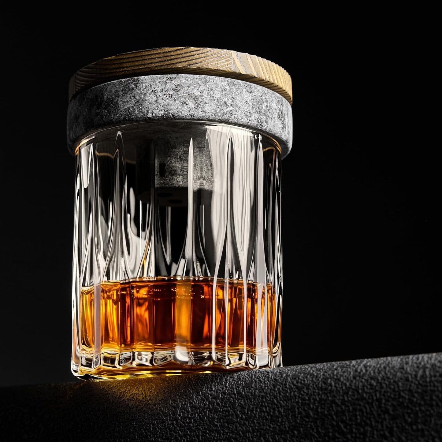 Cocktail Smoker Kit in Granite Stone with Torch - Premium Whiskey Smoker Kit for Old Fashioned & Bourbon - Infuse with 4 Flavors Wood Chips - Barware Gift Set for Whiskey Lovers (No Butane)