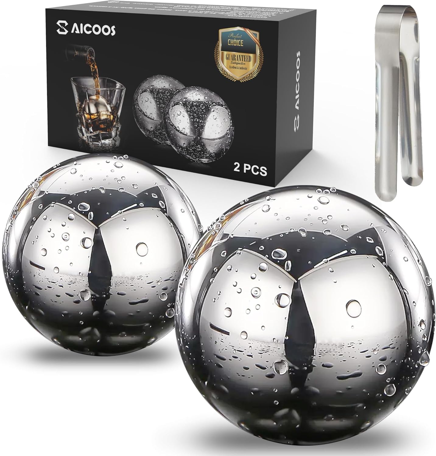 Reusable Metal Ice Cubes for Drinks - Stainless Steel Ice Round Balls, for birthday gifts for men, boyfriend and housewarming gifts