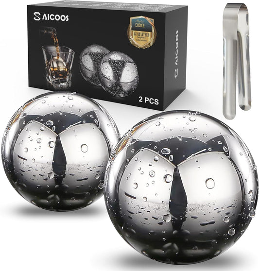 Reusable Metal Ice Cubes for Drinks - Stainless Steel Ice Round Balls, for birthday gifts for men, boyfriend and housewarming gifts