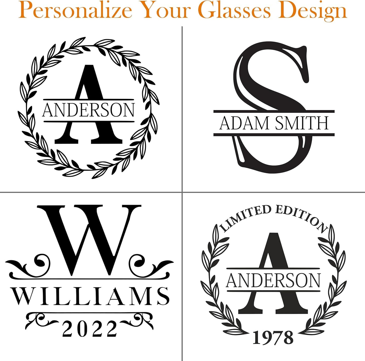 Personalized Whiskey Glass Set of 2 - Customized in USA Twisted Glasses - Premium Gift for Him, Men, Husband, Boyfriend, Groomsmen - Ideal for Any Occasion - Anniversary, Birthday, Retirement, Wedding