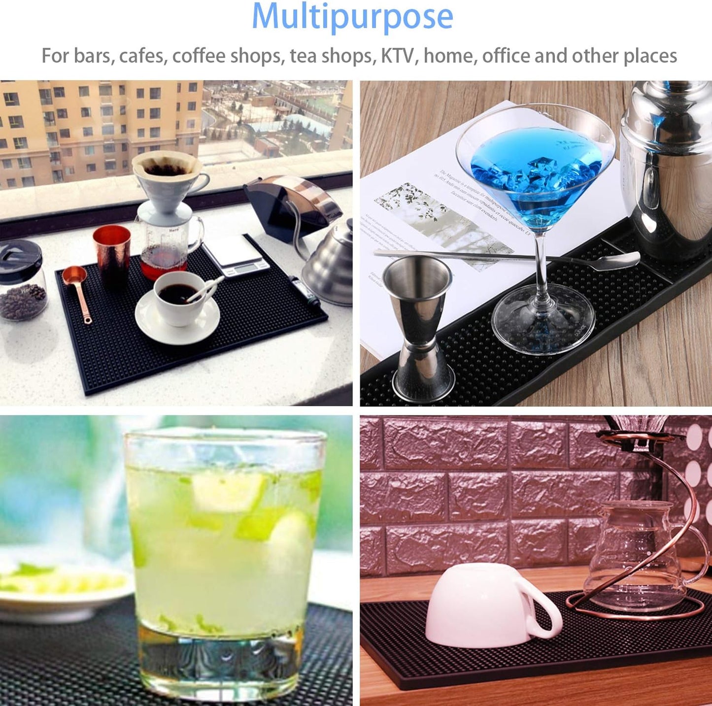 Rubber Bar Spill Mat, Non-Slip No-Spill Drink Beer Coffee Bartender Service Mat, Antiskid Drying Dish Mats Trim Bar Rail Runners for Bar Restaurant KTV Home Counter Top by COSOOS - 23.6”x 3.1” Black
