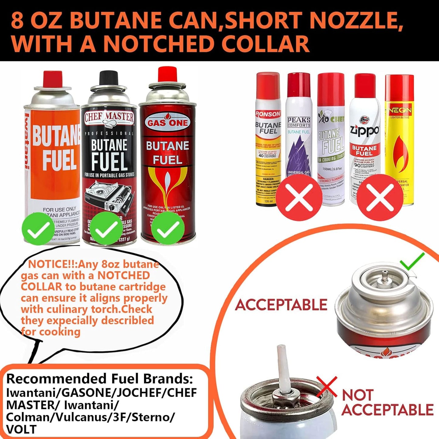 Culinary Professional Kitchen Butane Torch, Upgrade Creme Brulee Blow Torch for Cooking, Adjustable Flame with Reverse Use（Butane Gas Not Included）