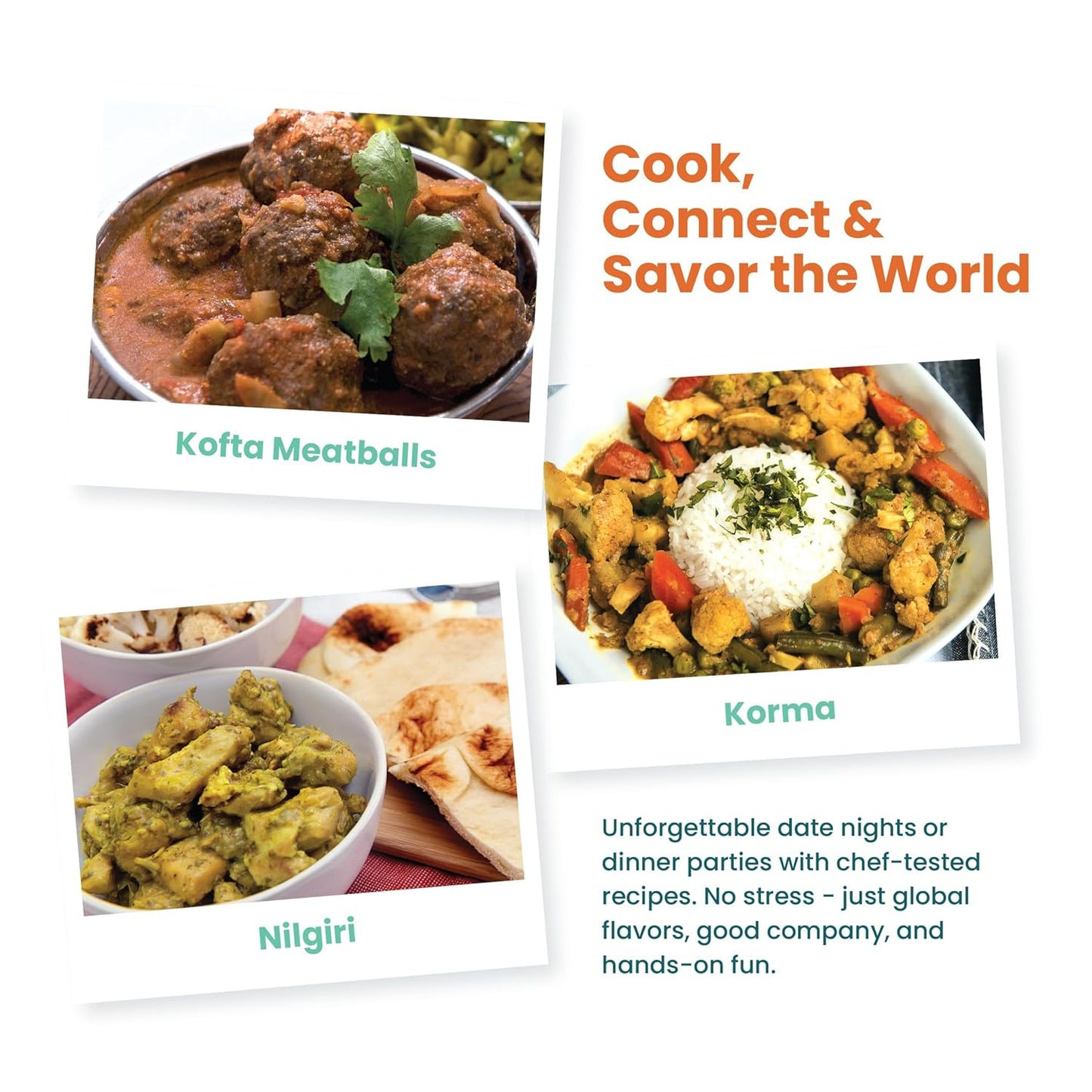 eat2explore Global Cooking Kit - Authentic Recipes, Essential Spices, Cultural Fun & Expert Drink Pairings - Perfect for Date Night and Dinner Parties (India Edition)