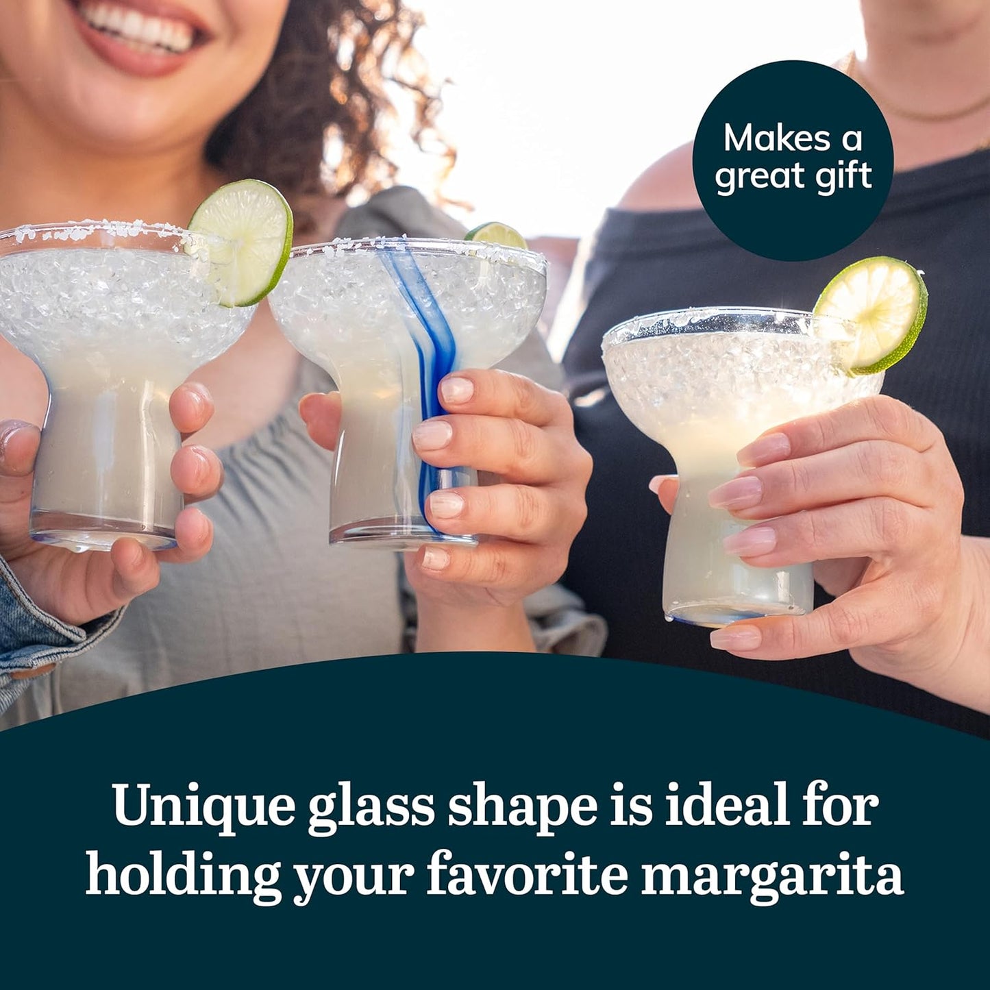 Libbey Stemless Margarita Glasses Set of 6, 10.25 ounces Classic Lightweight Margarita Cups, Fancy Glassware Set for Celebrations
