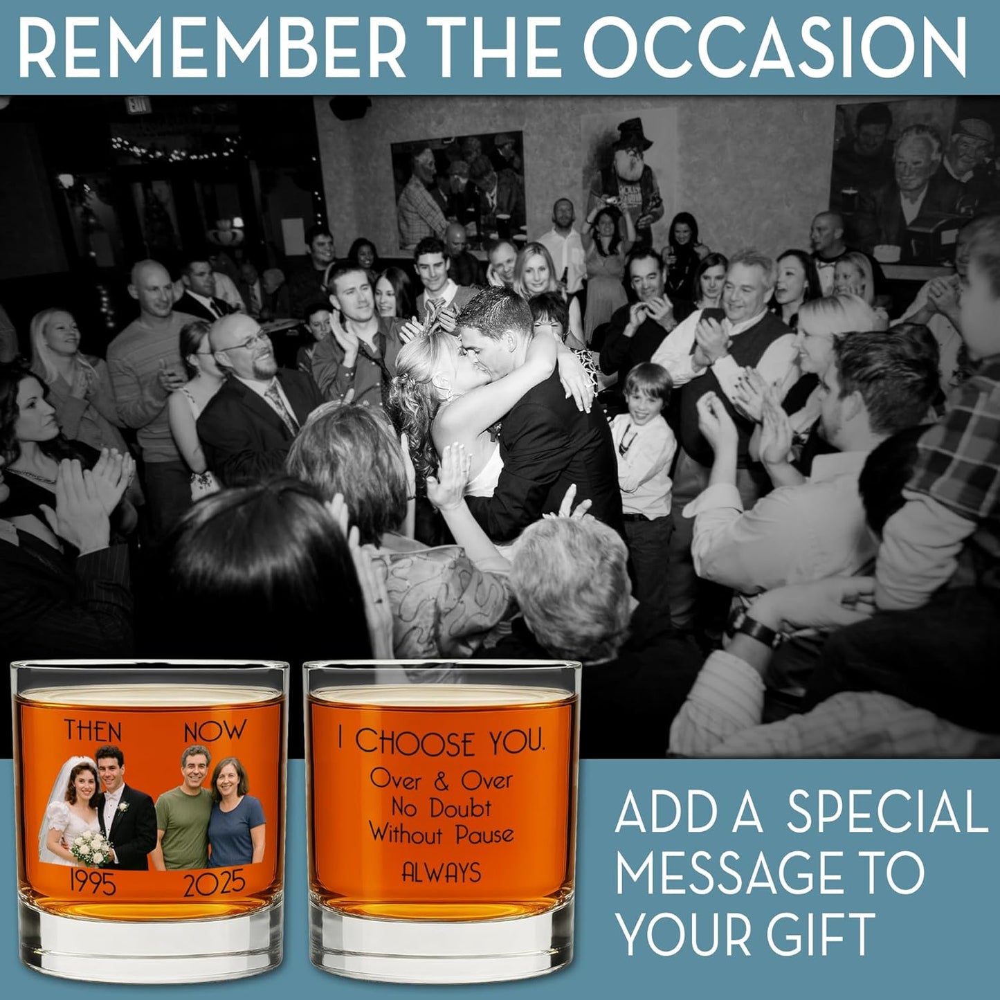 Personalized Fathers Day Printed Photo 11oz Whiskey Glass - Custom Dad Gifts, Bourbon Gifts for Men, Customized Father Picture, Boyfriend, Husband, Birthday, Groomsmen