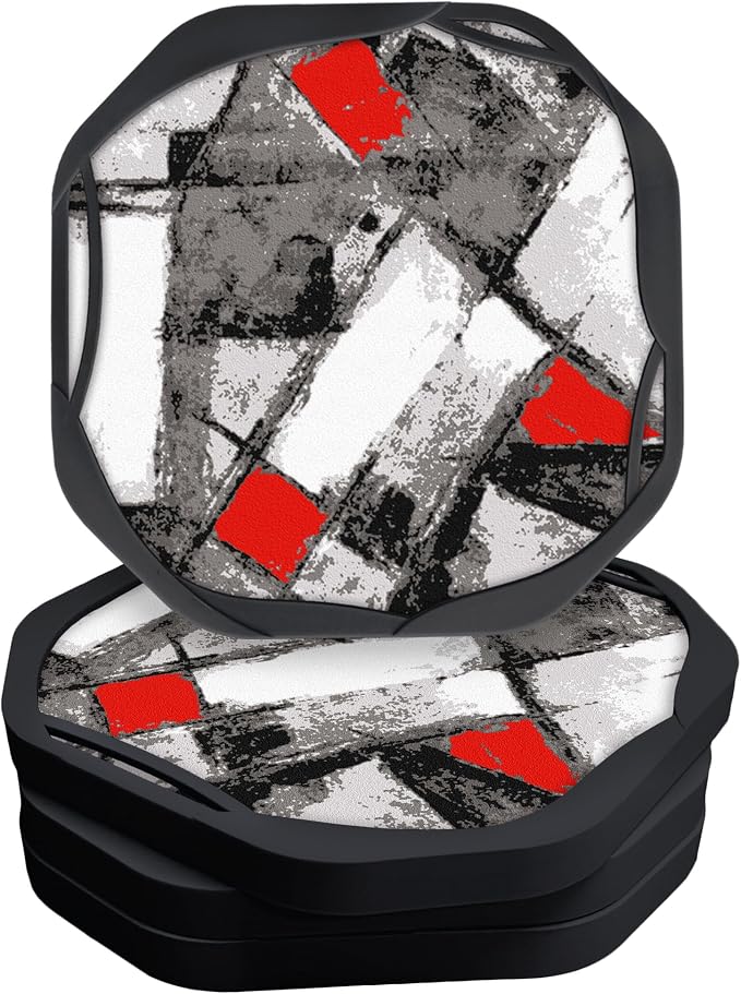 UMIRRO Absorbent Felt & Silicone Coasters Set of 6 with Holder, Blue Coast - 22. Black N' Red
