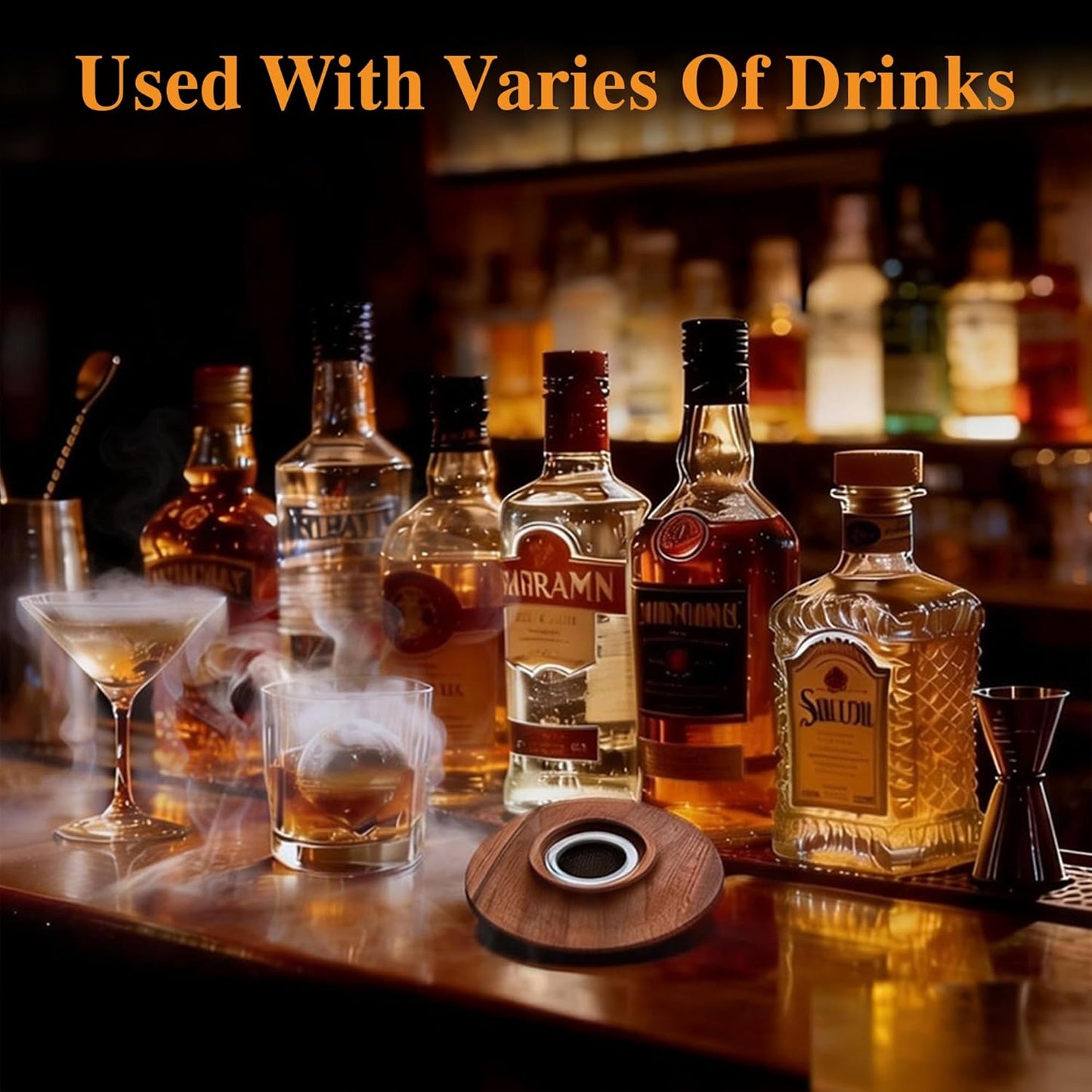 Whiskey Smoker Kit with Torch –Old Fashioned Smoker Kit for Bourbon & Whiskey – Drink Smoker Set with Wood Chips– Gift for Men, Dad, Husband/Father (1，Smoker Kit & 2 Ice Ball Molds & 2 Glasses)