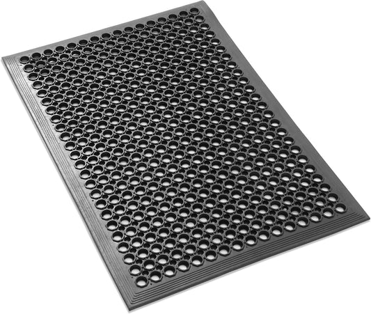 GRIDMANN Rubber Floor Mat, 24" x 36" Anti-Fatigue Drainage Mat, Non-Slip and Grease Resistant for Restaurants, Commercial Kitchens, Bar Floors, Black