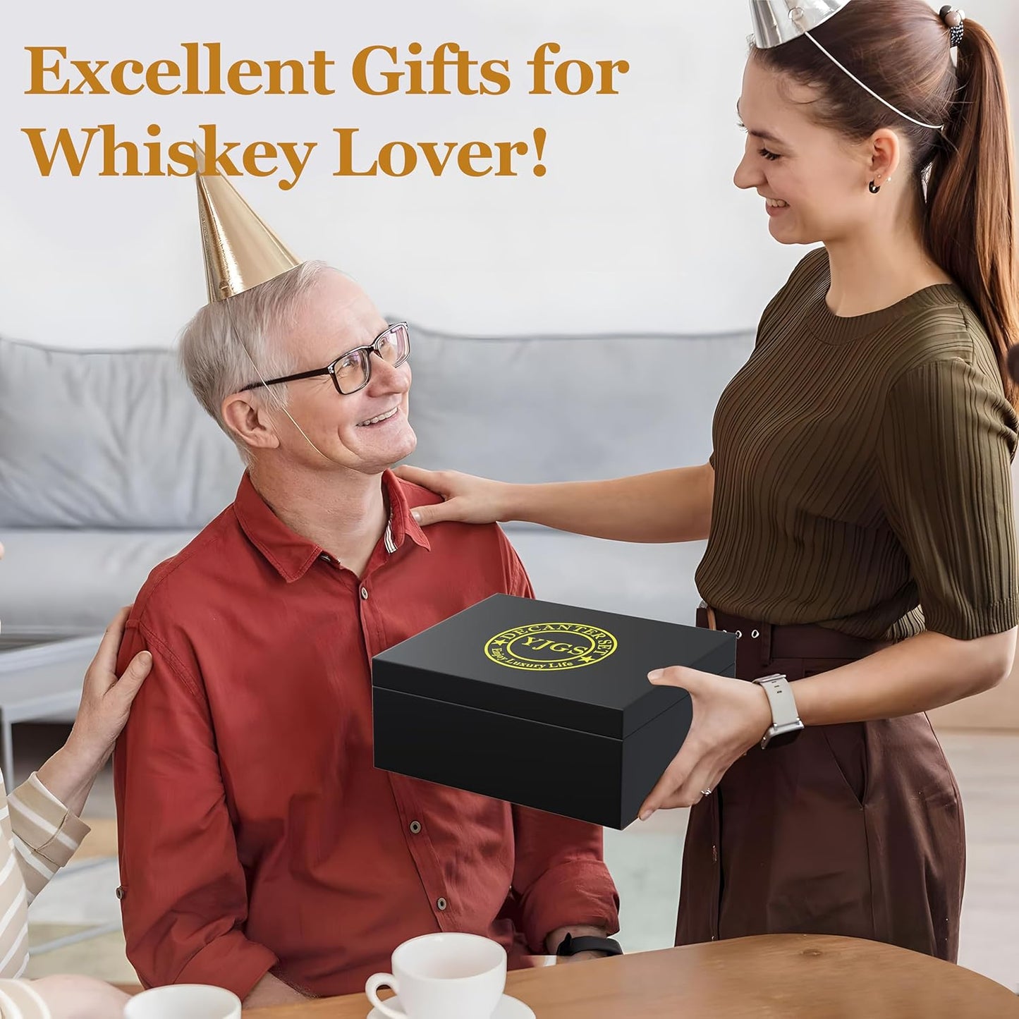 Whiskey Decanter Engraved We The People American Flag Decanter Set with 2 Glasses for Liquor Scotch Bourbon or Wine, Father's Day Patriotic Gift, 250 Anniversary Whiskey Bottle
