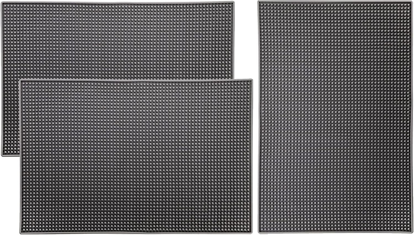 Tebery 3 Pack Rubber Bar Mat 18 x 12, Thick Durable and Stylish Bar Service Spill Mat, Non Slip Non-Toxic Grey Service Mat for Coffee, Bars, Restaurants Counter Top