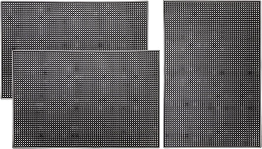 Tebery 3 Pack Rubber Bar Mat 18 x 12, Thick Durable and Stylish Bar Service Spill Mat, Non Slip Non-Toxic Grey Service Mat for Coffee, Bars, Restaurants Counter Top