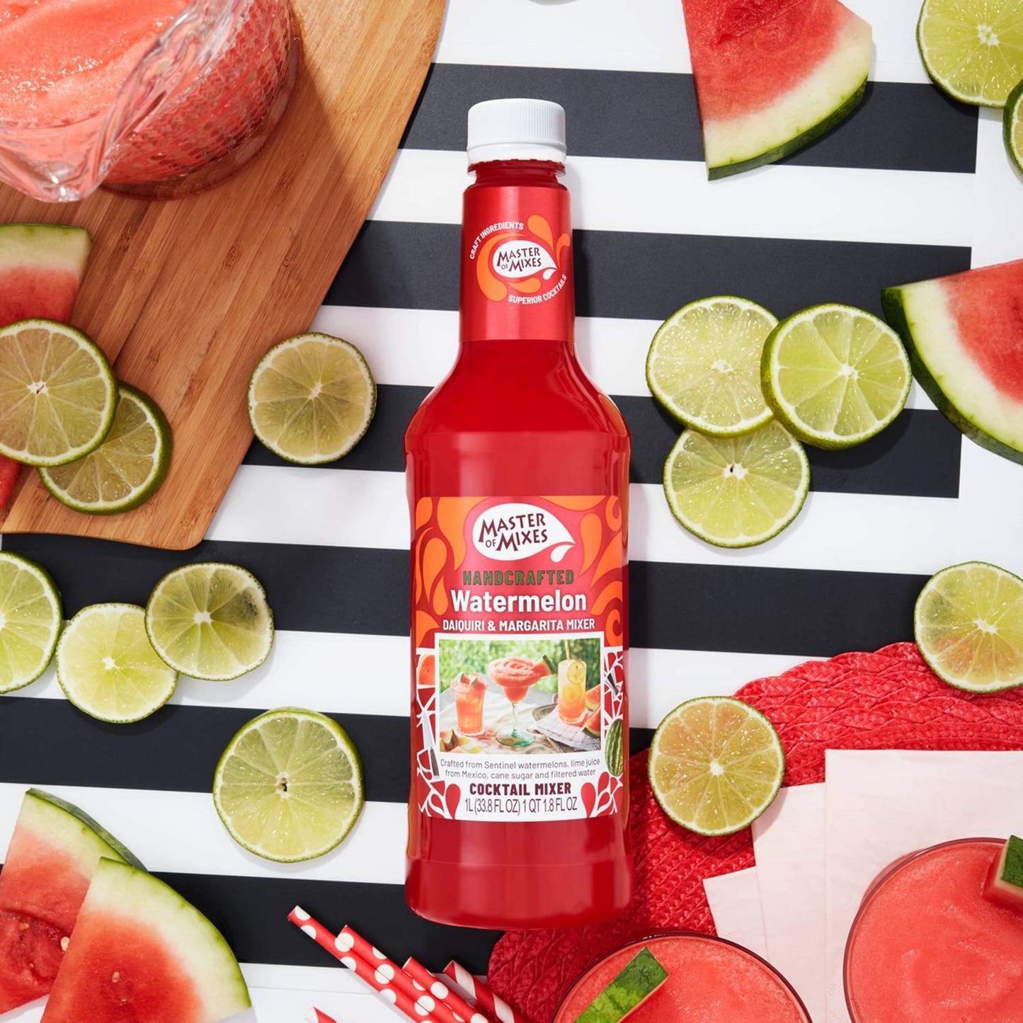 Master of Mixes Margarita / Daiquiri Drink Mixes Variety, Ready to Use, 1 Liter Bottles (33.8 Fl Oz), Pack of 6 Flavors + Margarita Salt