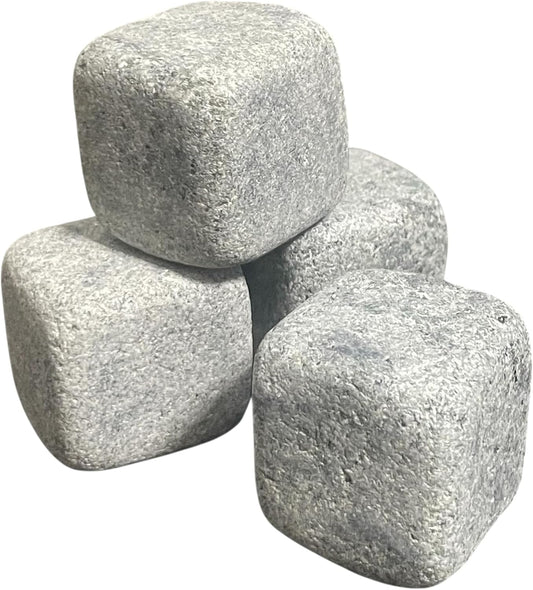 Whiskey Rocks – Set of 4 Soapstone Drink Rocks - Large Size - Handmade Soapstone Ice Cubes - Whiskey Chilling Stones