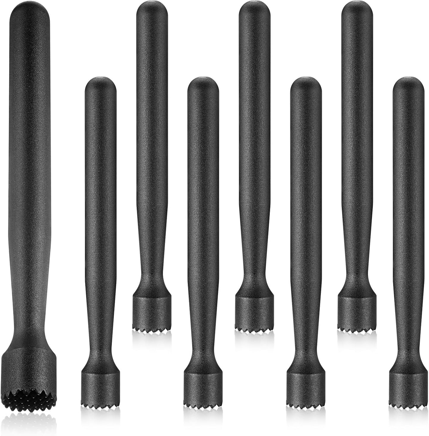 Baderke Muddler for Cocktails Plastic Bar Muddler Bulk 8 Inch Bar Accessories Tools Set for Home Ice Crusher Bartender Accessories Mojito Fruit Drink(Classic,Black,8 Pcs)