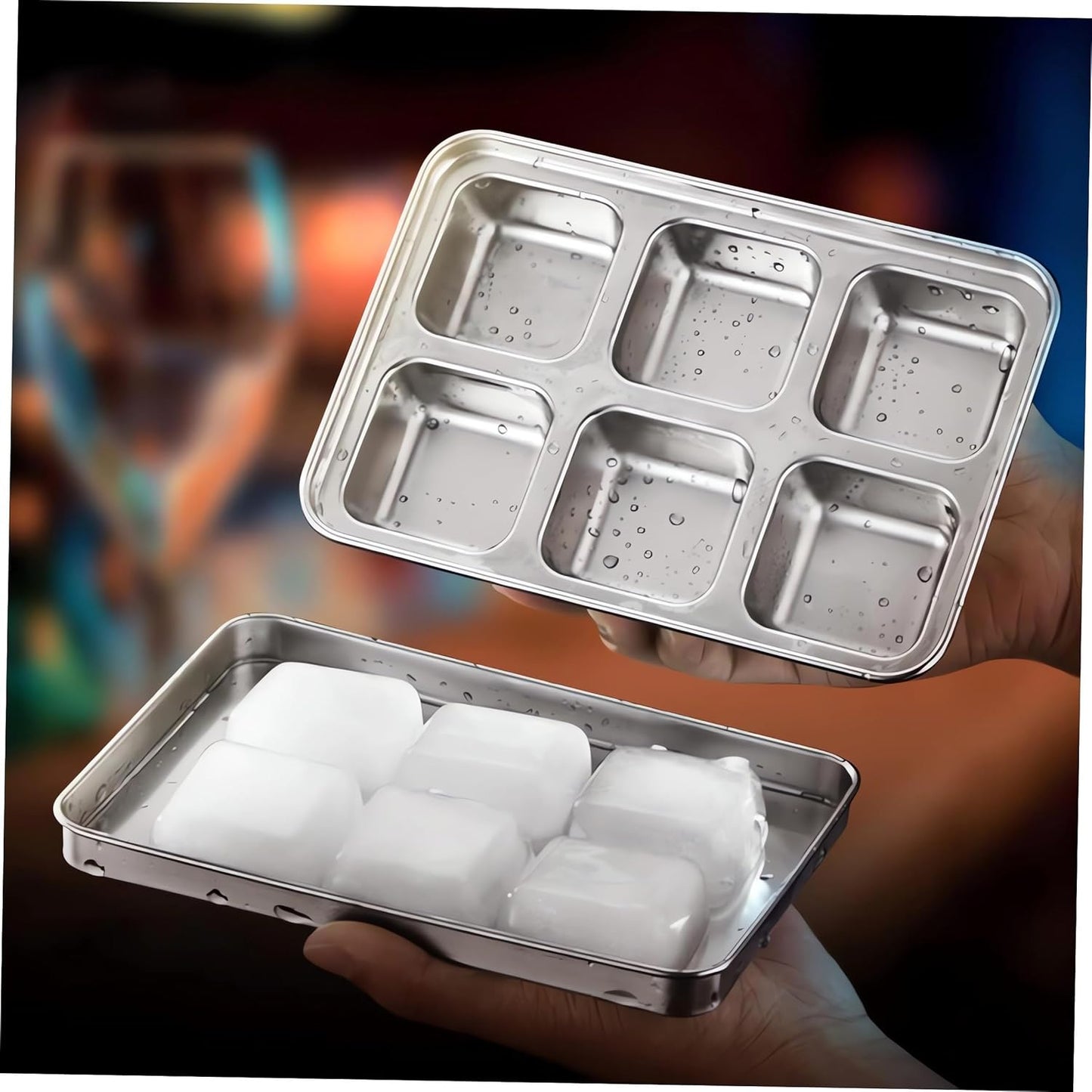 Stainless Steel Ice Cube Trays with Lid, Easy Release Durable Metal Ice Mold for Freezer, Ideal for Whiskey, Cocktails & Drinks (2 Pack)