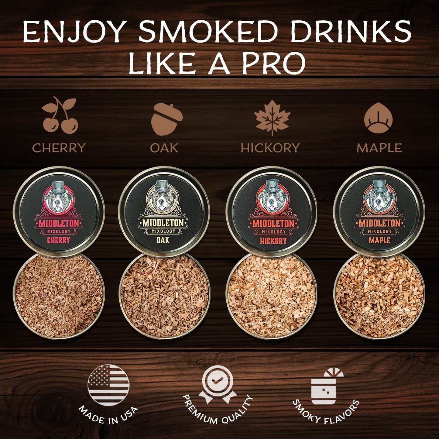SmokeTop® Cocktail Smoker Kit and Torch with Cherry, Hickory, Maple, and Oak Wood Chips - Cocktail Smoker Kit & Chips for Old Fashioned Cocktails, Whiskey, & Bourbon - NO Butane Included