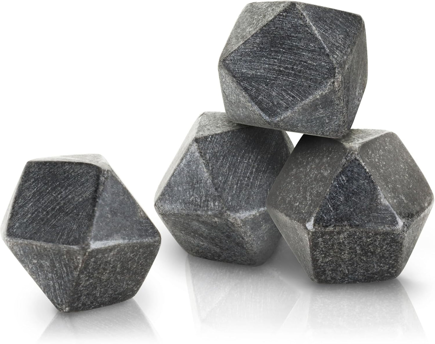 Viski Glacier Rocks Hexagonal Basalt Stones, Bourbon Stones, Whiskey Stones Set of 4, Chilling Stones for Drinks, Whiskey Accessories