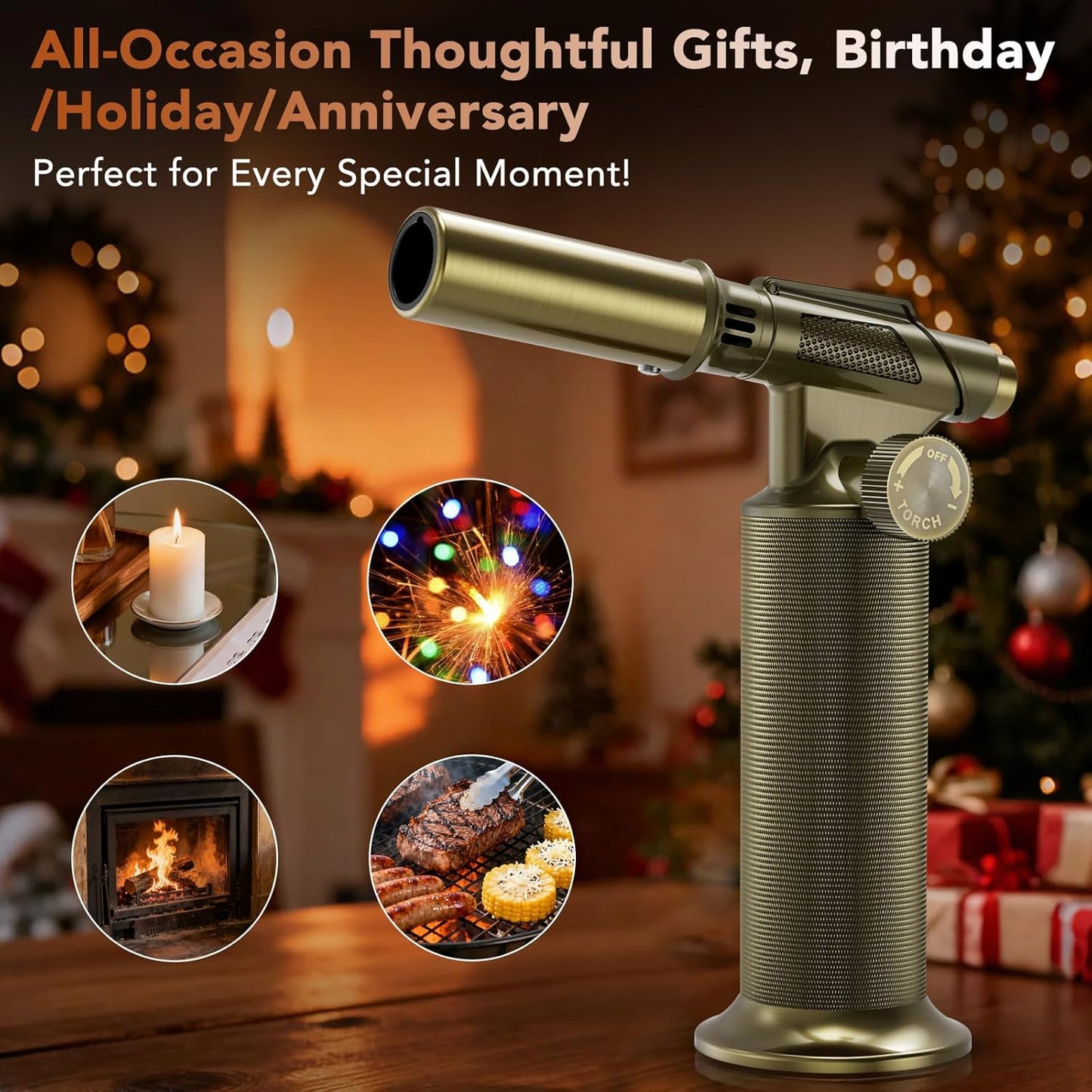 Butane Torch,Professional Metal Micro Torch, Waterproof and Windproof Blow Torch, Refillable & Adjustable Torch Lighter for Baking, Cooking, Welding (Butane Gas not Included)