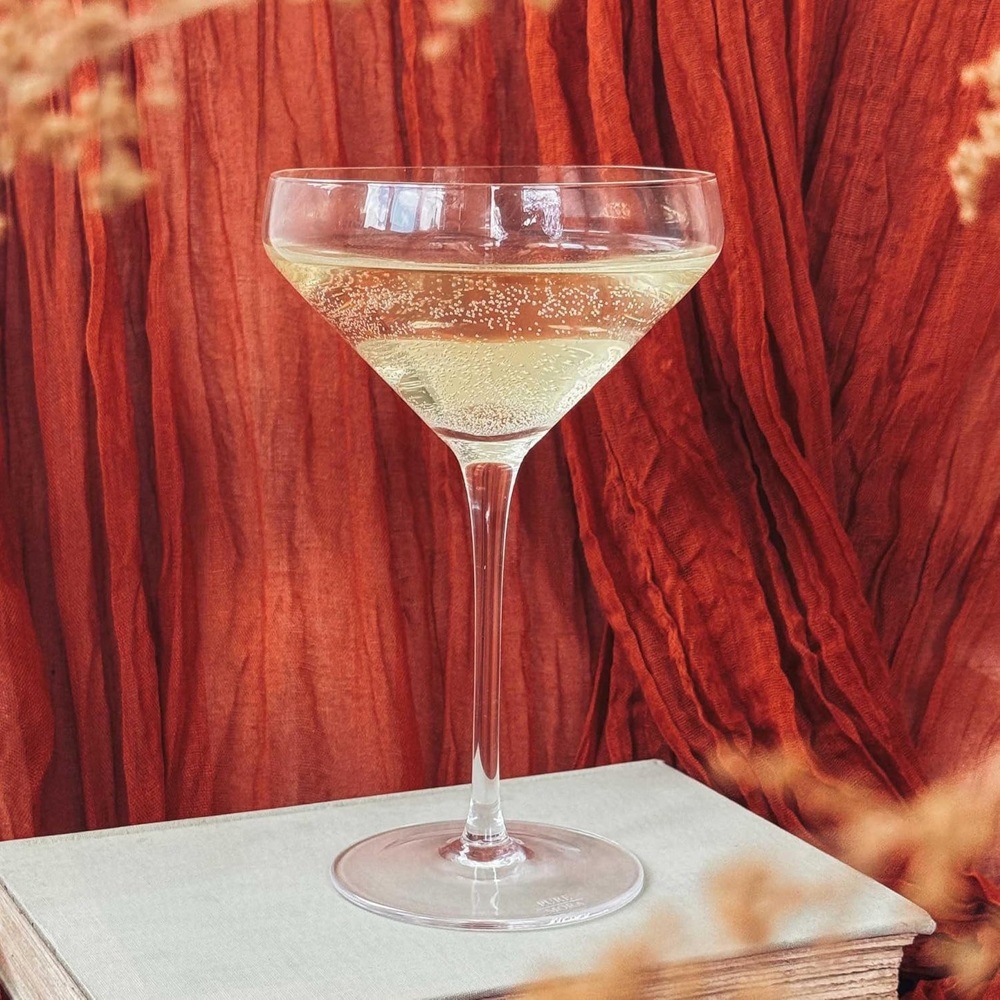 MORA PURE The Remy Coupe - Set of 4, 8oz Handblown Premium Crystal Martini Glasses for Cocktail, Gin & Tonic, Cosmopolitan, Manhattan, Bar, Fancy Mixology, etc. Modern Angle Drinking Glassware