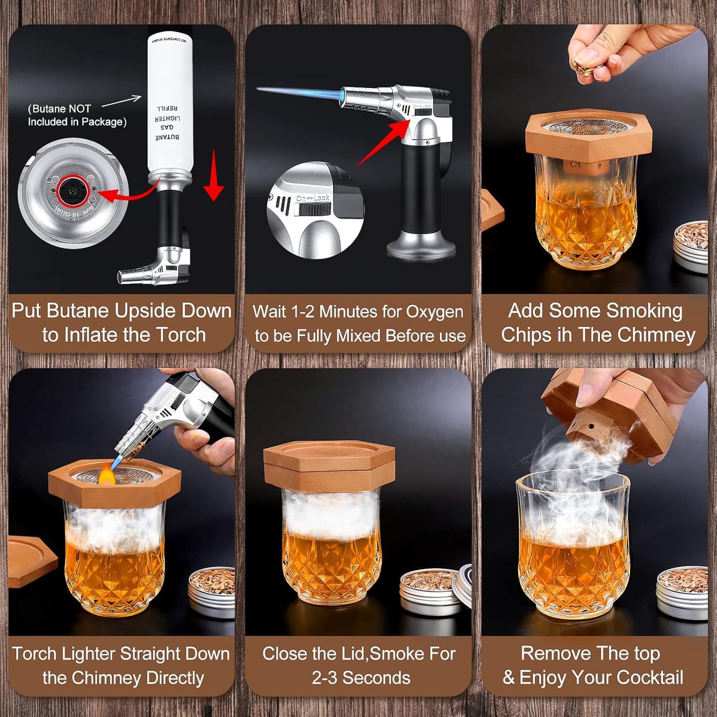 Bourbon Whiskey Gifts for Men Dad - Cocktail Smoker Kit with Torch, Birthday Anniversary Unique Gifts for Father Boyfriend Husband Grandpa, Smoked Bourbon Kit, Mens Gifts Ideas