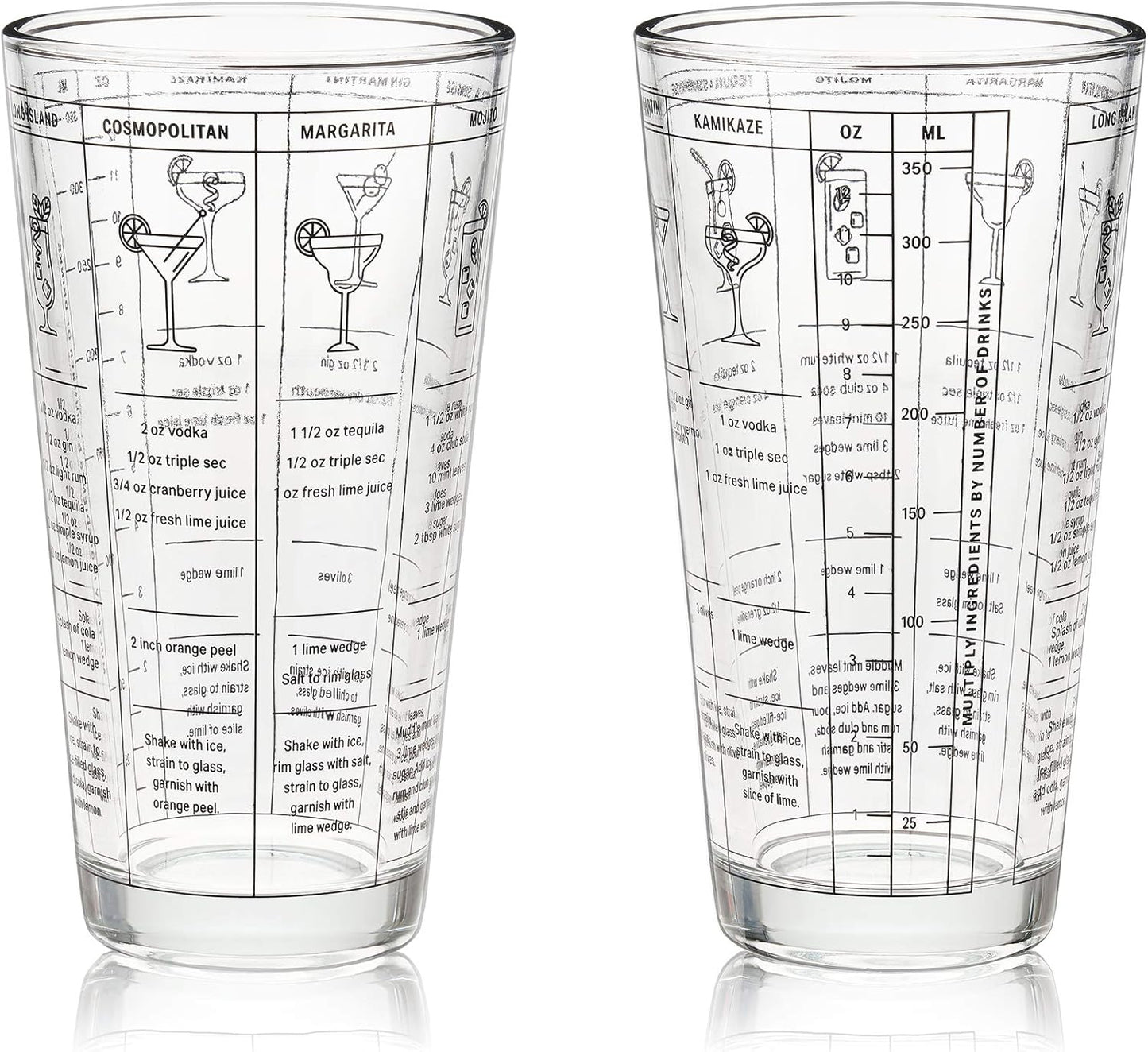 True Glass Cocktail Shaker with 7 Classic Recipes and Measurements for Cold Brew Cocktails, Home Bar Accessories, Bar Tools, Bartender Gifts, Hosting Essentials, 13.5 oz, Set of 1, Clear