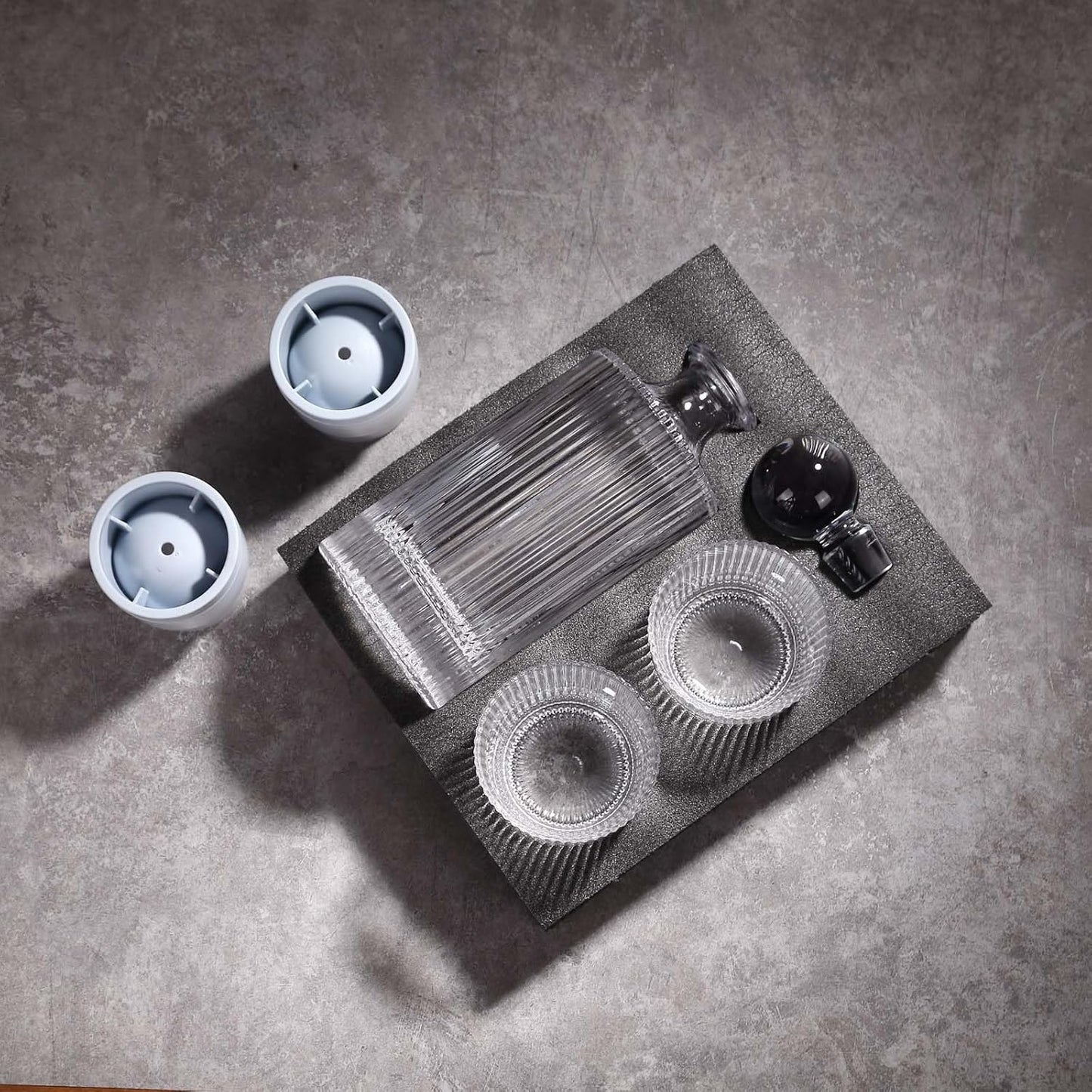 Whiskey Decanter Set with Gift Box - Includes 2 Crystal Bourbon Glasses and 2 Big Ice Ball Molds - Whiskey Glasses Set for Scotch, Cocktails, Rum, Cognac, Vodka - Unique Gift for Men