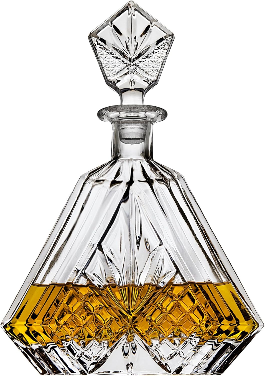Whiskey Decanter for Liquor Scotch Bourbon or Wine, Irish cut Triangular - 750ml