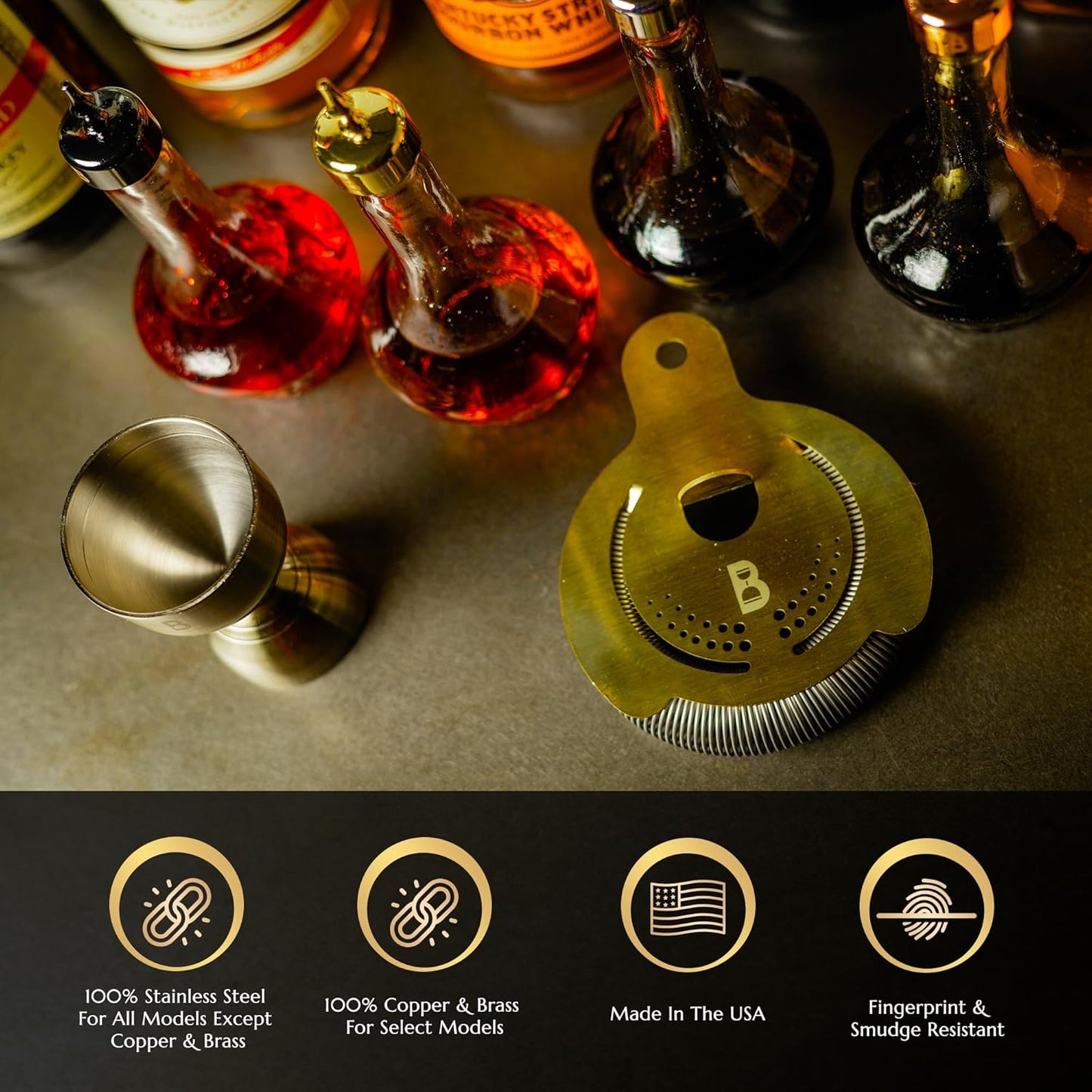 Hawthorne Strainer by Bull in China In Stainless Steel - Made In USA - High Density Spring Cocktail Strainer for Boston Shakers and Mixing Glasses for Bars & Bartenders
