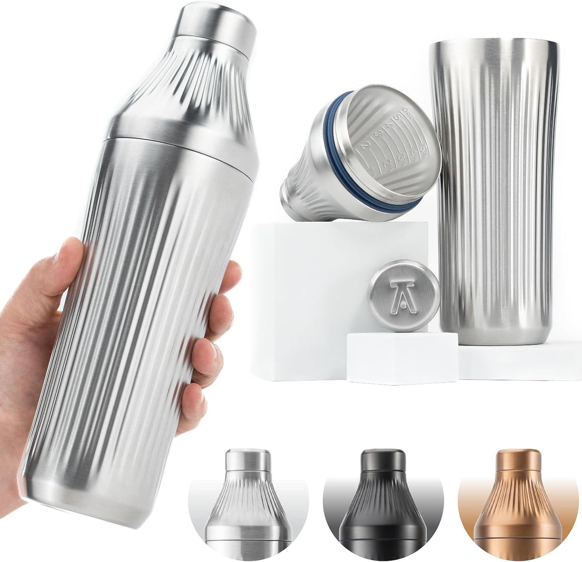 Diamond Edition Hybrid Cocktail Shaker Set, Stainless Steel, 28 oz - Stainless Steel