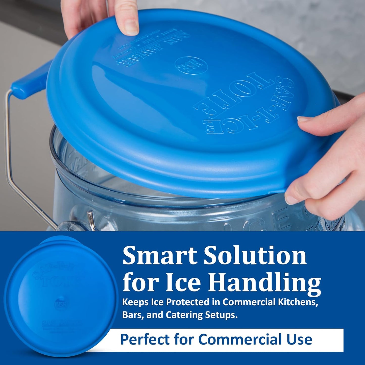 San Jamar-SI6500 Saf-T-Ice Commercial Ice Tote Snap-Tight Lid - Blue, 1 Count (Pack of 1)