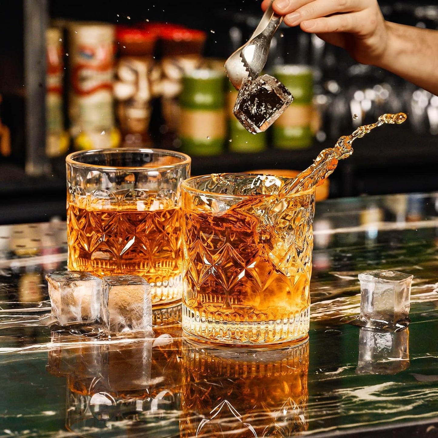 PARACITY Whiskey Glasses Set of 2,christmas gift, Old Fashioned Glasses, Rocks Glasses, Bourbon, Suitable for use in Bars, Parties, and Homes, The Right Gift for Men, Father 's Day Gift