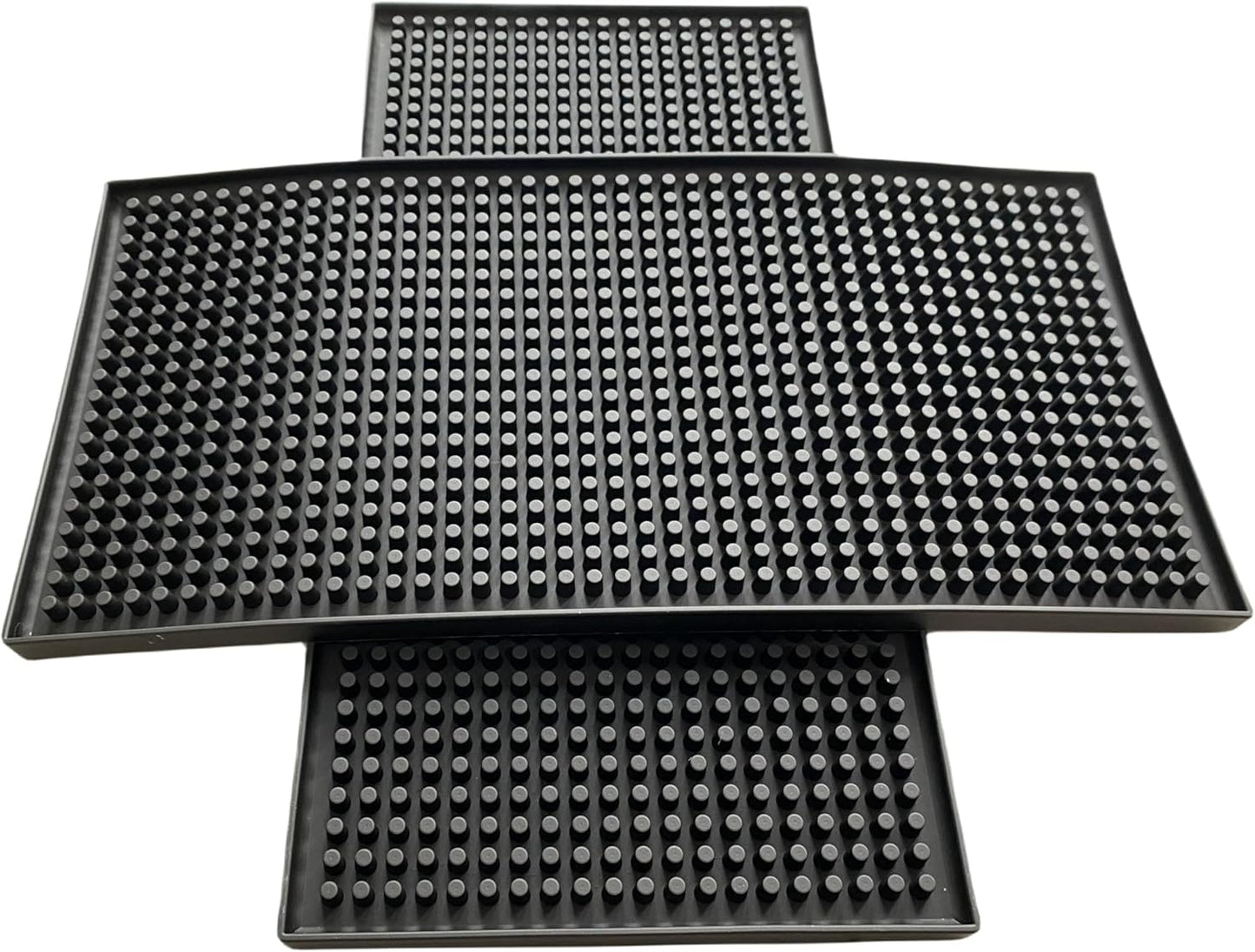 XieNie Bar Mat, 6" x 12" Black Small Coffee Mat for Home Bar Kitchen Countertop, Non-Slip Rubber Service Spill Mat for Cocktail Bartender Accessories, PVC Counter Top Cup Glasses Drying Mats, 2Pac