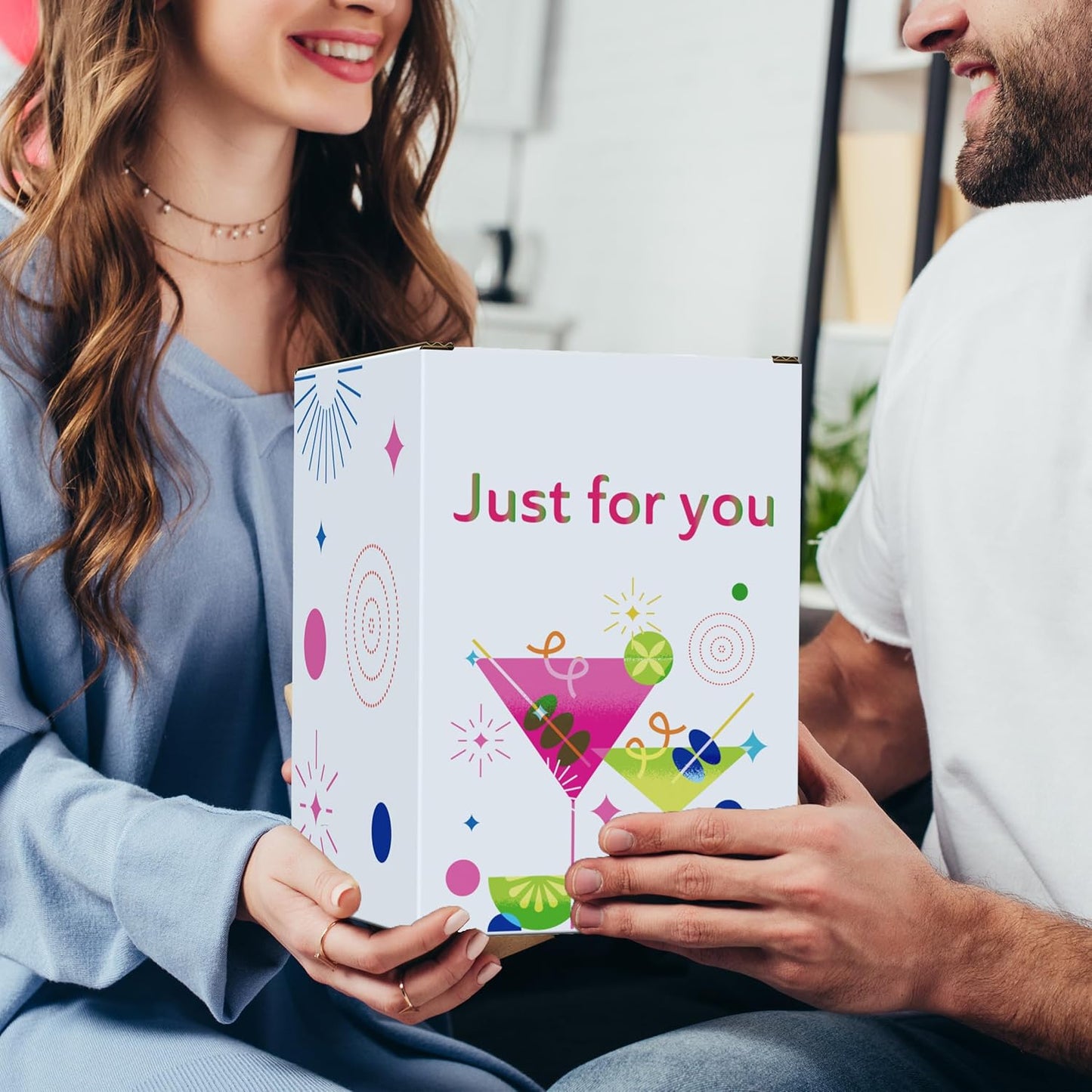 Monogrammed Martini Glasses Initial Letter B Gift for Woman Personalized A-Z Cocktail Glass Gifts Package with OverSize Martini Glass and Greeting Card for Women