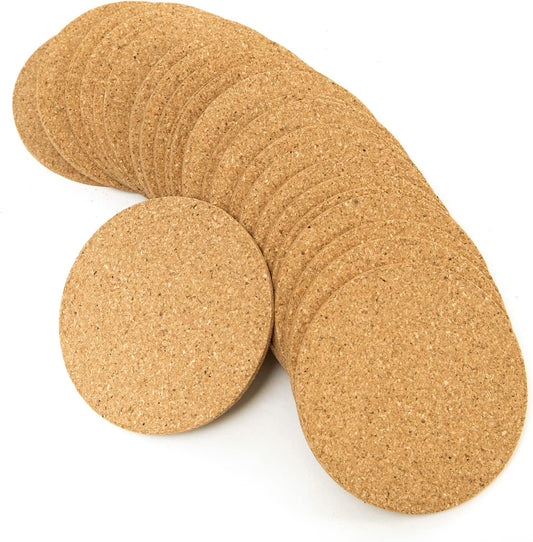 Faithful Panda 50 Pack Cork Coasters for Drinks - 3.5" Round Blank Natural Cork Pads, 3.5mm Thick Absorbent Heat-Resistant Drink Coasters for DIY Laser Engraving, Wedding Favors, Home Bar & Party