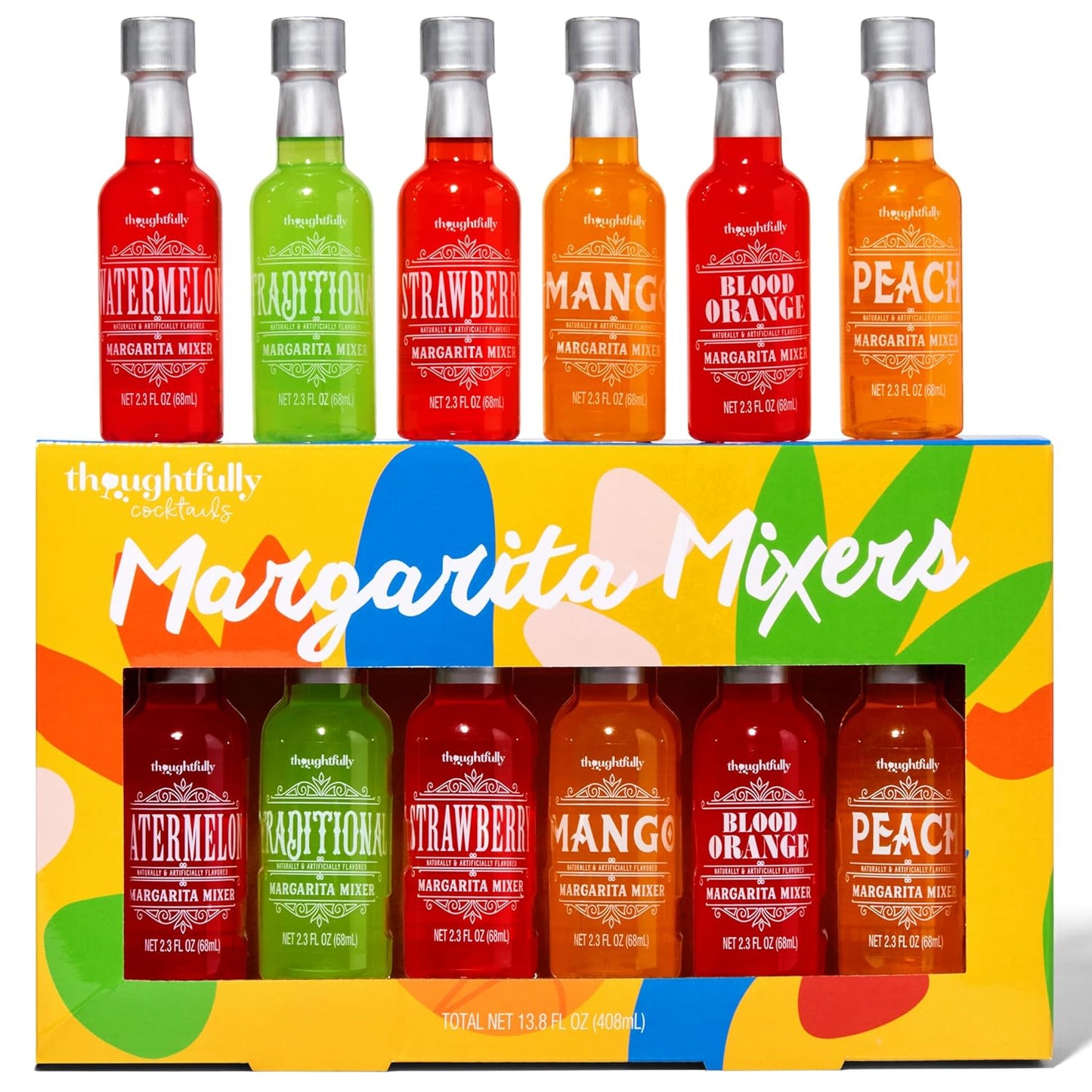 Thoughtfully Cocktails, Margarita Cocktail Mixer Gift Set, Vegan and Vegetarian, Variety of Fruit Flavors, Set of 6 (Contains NO Alcohol)