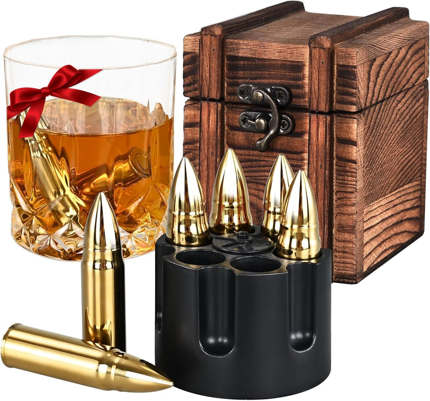 EooCoo Fathers Day Dad Gifts, Whiskey Stones Gift Set with 6 Pcs Stones and Box, Reusable Ice Cubes for Drinks, Cool Gadgets Bourbon Mens Gifts for Dad, Husband, Whiskey Lover